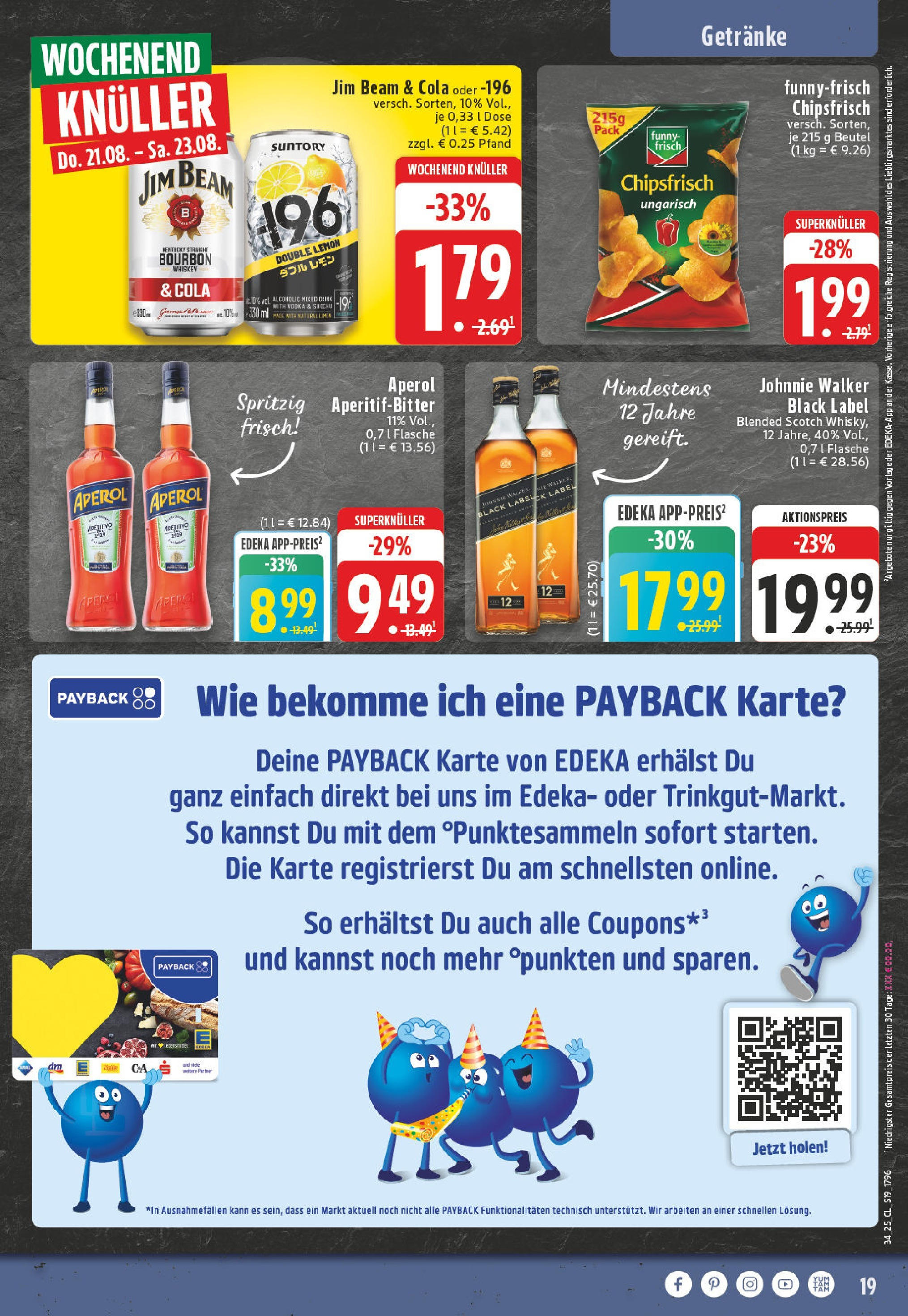 Edeka prospekt Verl	 (ab 17.08.2025) » Angebote Online | Seite: 19 | Produkte: Whisky, Jim beam, Vodka, Johnnie walker