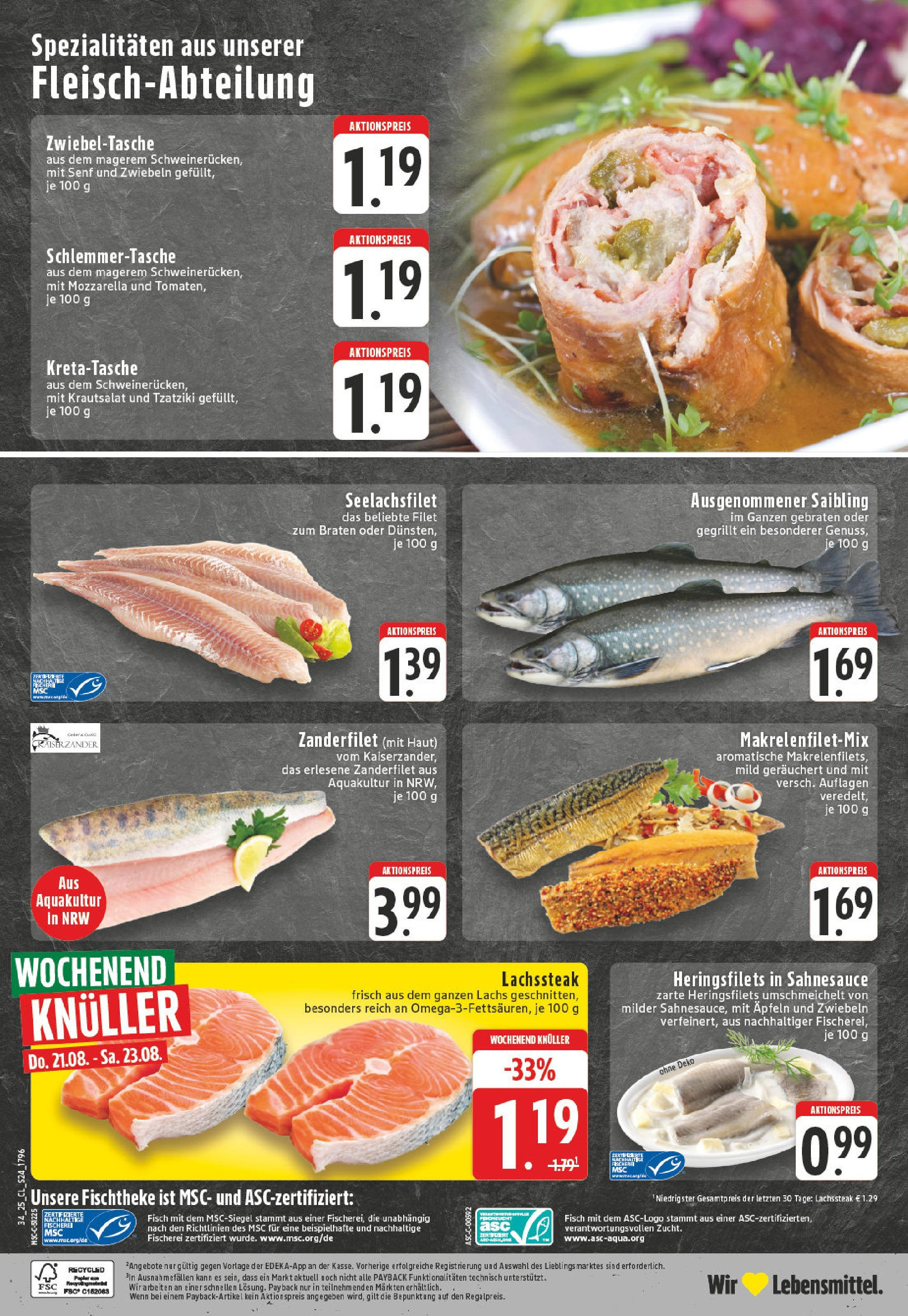 Edeka prospekt Verl	 (ab 17.08.2025) » Angebote Online | Seite: 24 | Produkte: Mozzarella, Fisch, Lachs, Zwiebeln