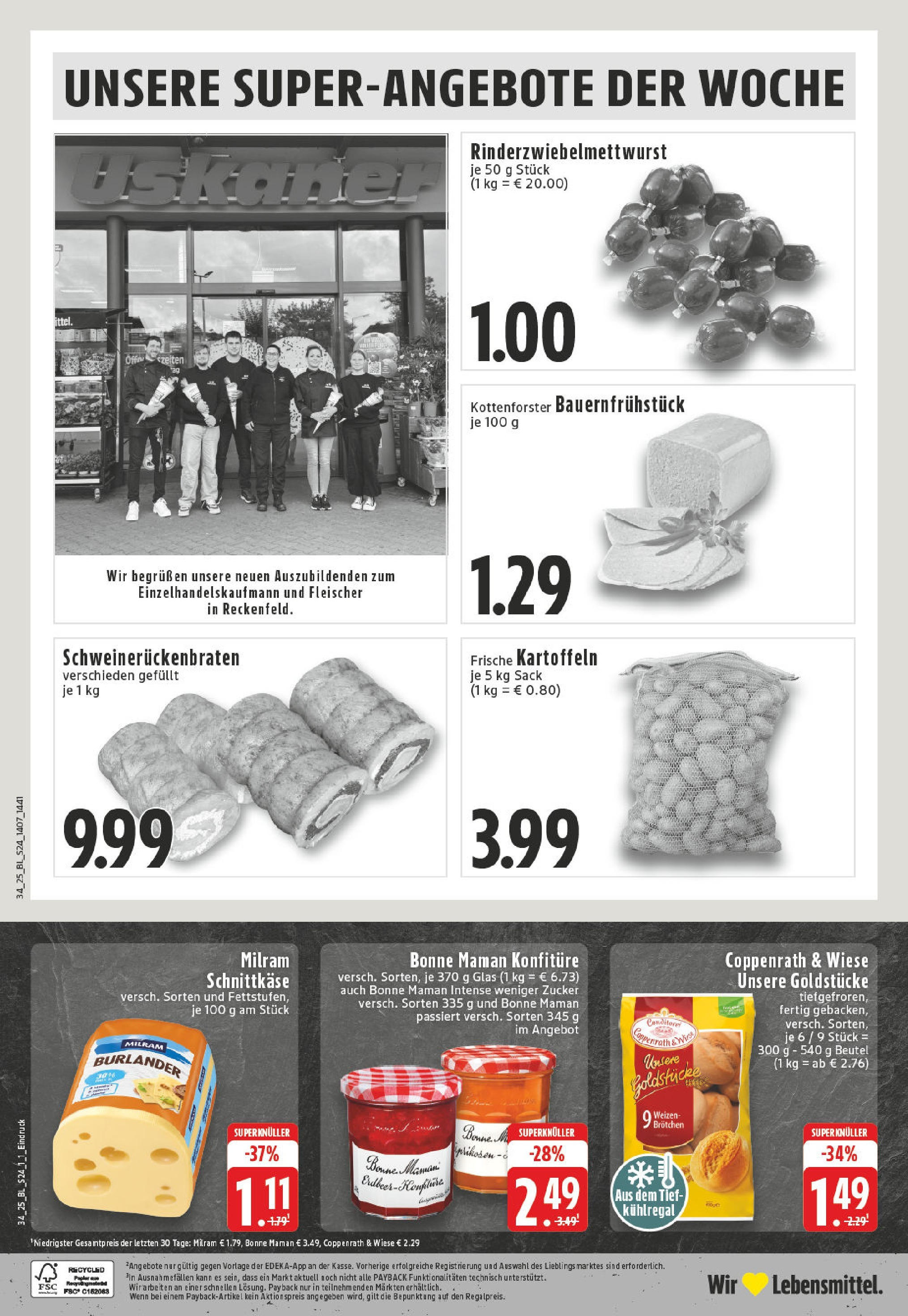 Edeka prospekt Steinfurt (ab 17.08.2025) » Angebote Online | Seite: 24 | Produkte: Kartoffeln, Milram, Zucker, Bonne maman Edeka prospekt Steinfurt (ab 17.08.2025) » Angebote Online | Seite: 24 | Produkte: Kartoffeln, Milram, Zucker, Bonne maman