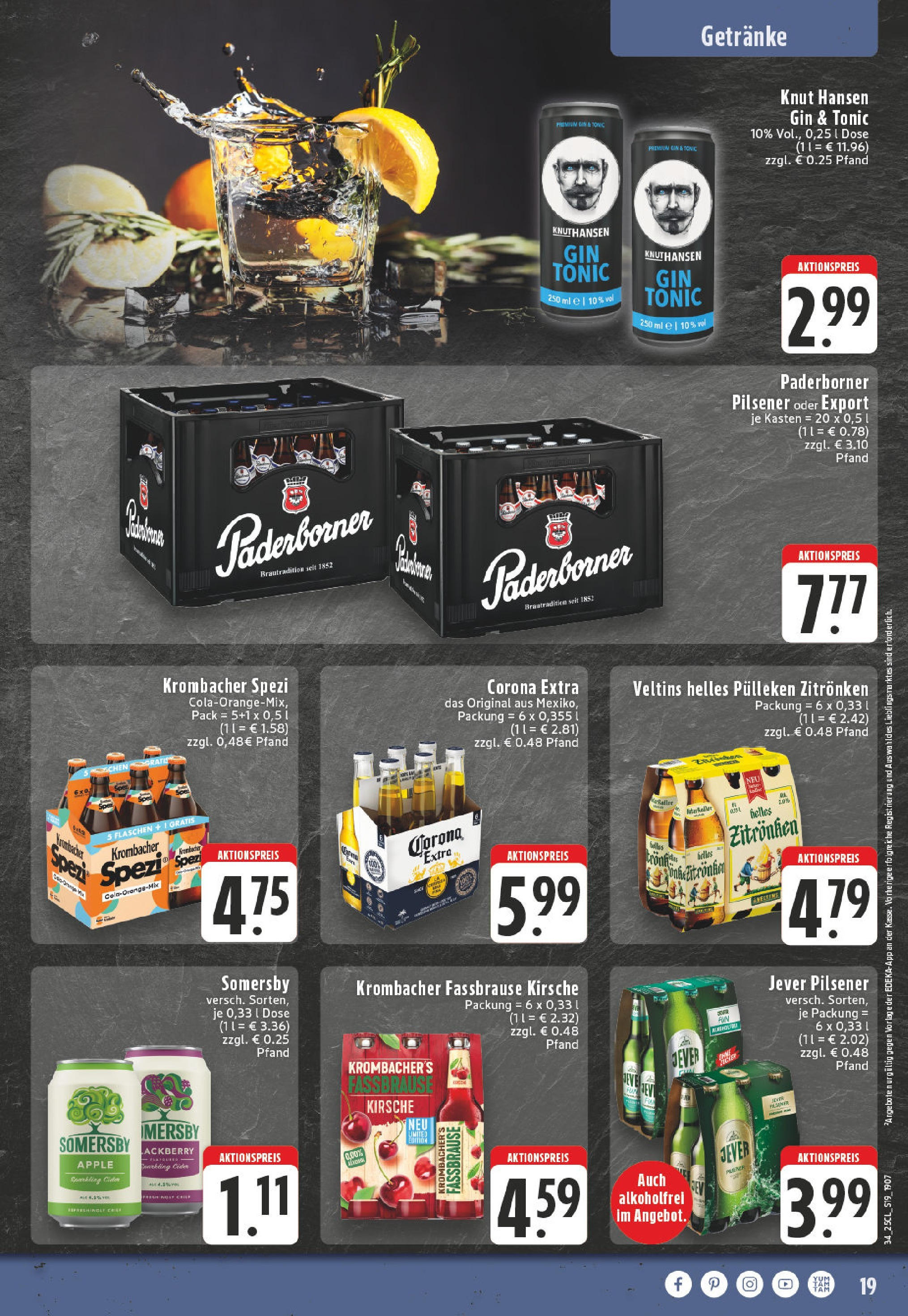 Edeka prospekt Paderborn	 (ab 17.08.2025) » Angebote Online | Seite: 19 | Produkte: Helles pulleken, Apple, Jever, Gin