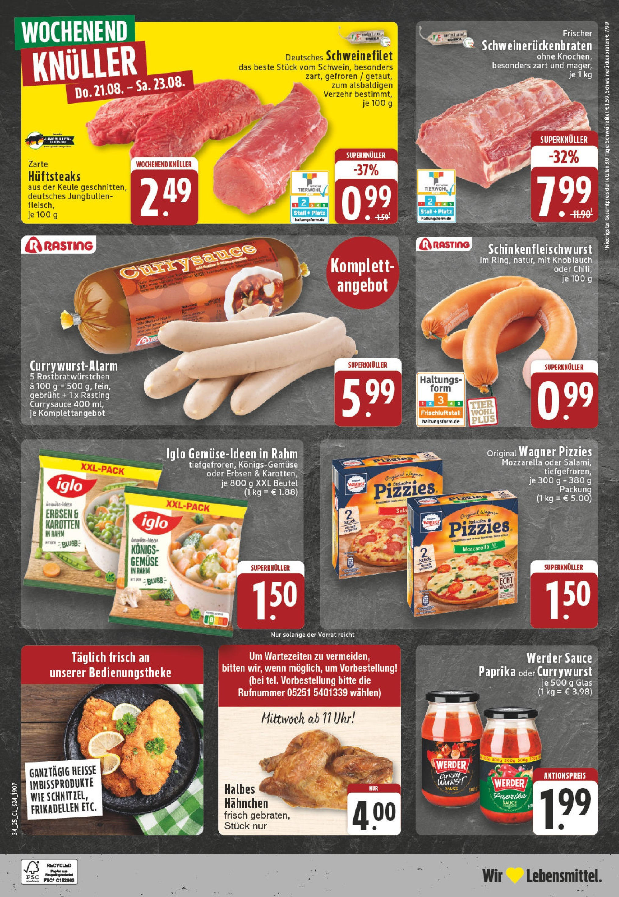 Edeka prospekt Paderborn	 (ab 17.08.2025) » Angebote Online | Seite: 24 | Produkte: Iglo, Wurst, Pizza, Uhr