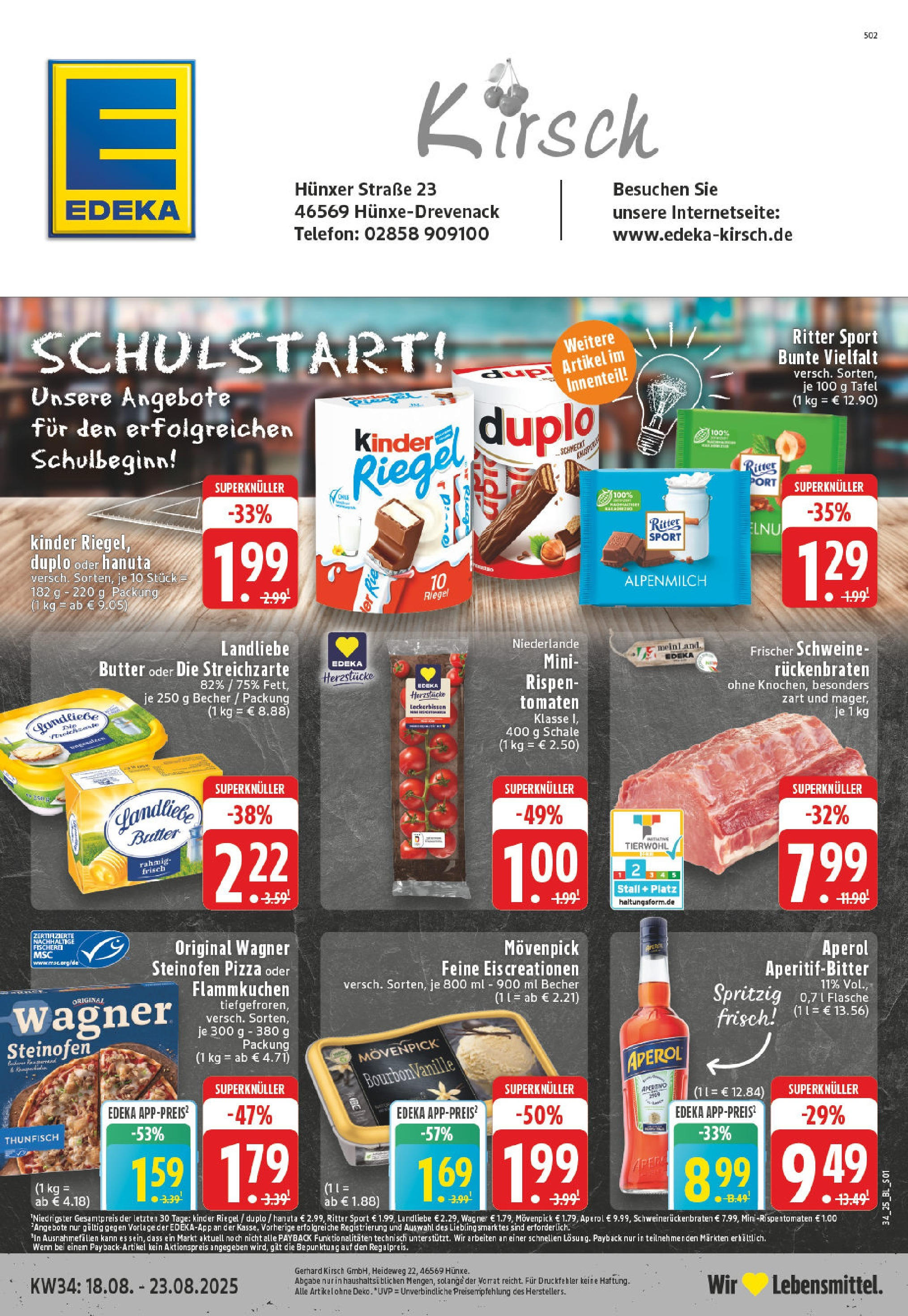 Edeka prospekt Hünxe-Drevenack	 (ab 17.08.2025) » Angebote Online | Seite: 1 | Produkte: Ritter sport, Landliebe butter, Tomaten, Telefon