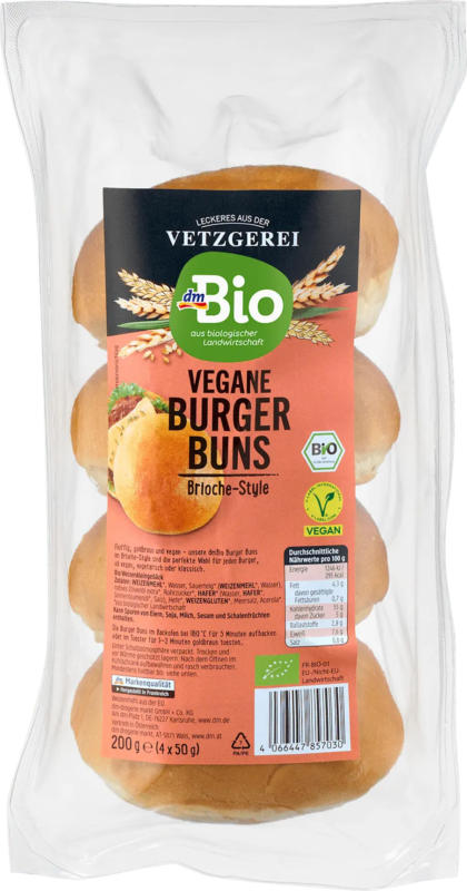 dmBio Vegane Burger Brötchen, Brioche Style