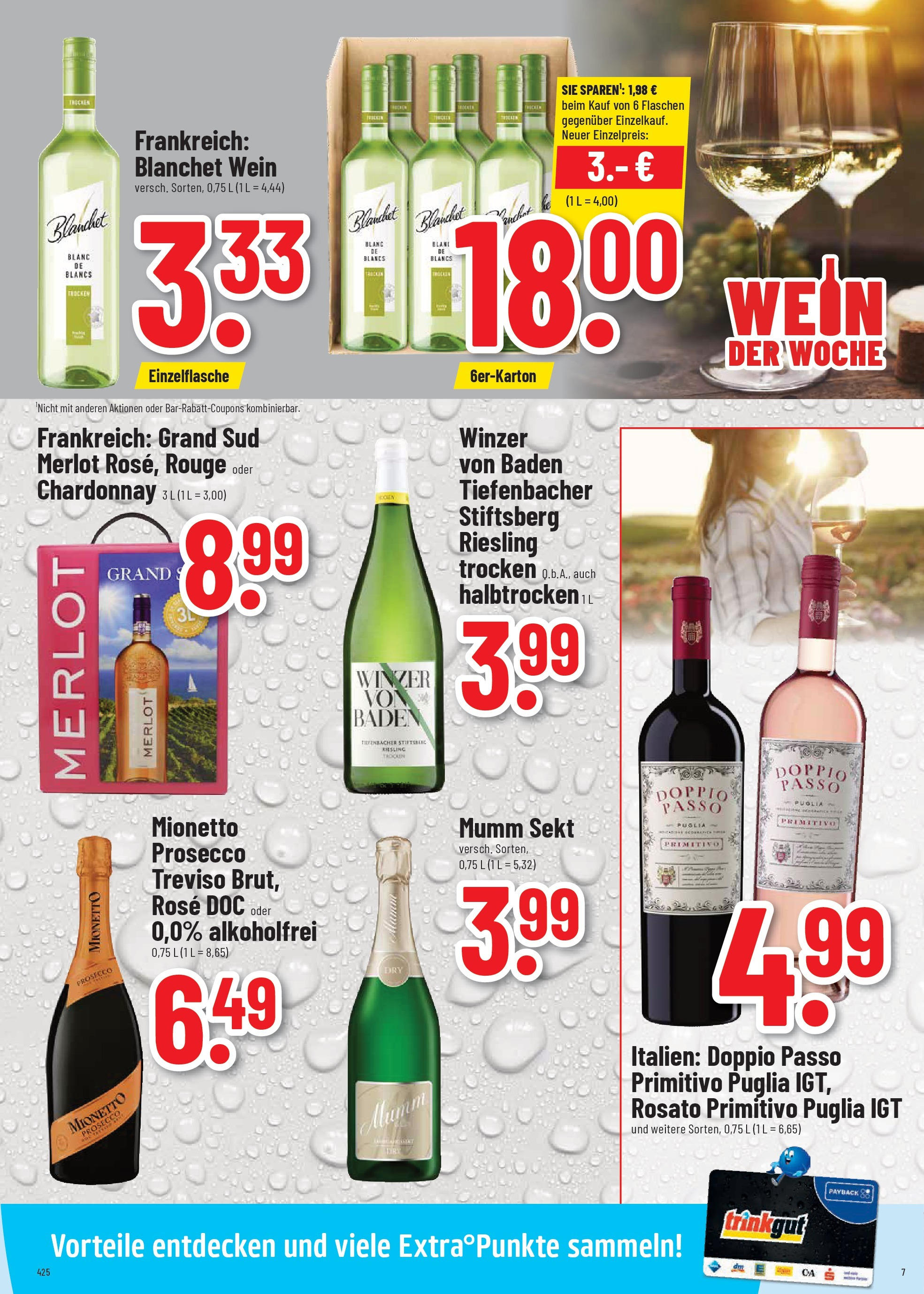 Trinkgut prospekt Wiesenbach	 (ab 17.08.2025) » Angebote online | Seite: 7 | Produkte: Doppio passo primitivo, Prosecco, Grand sud, Wein