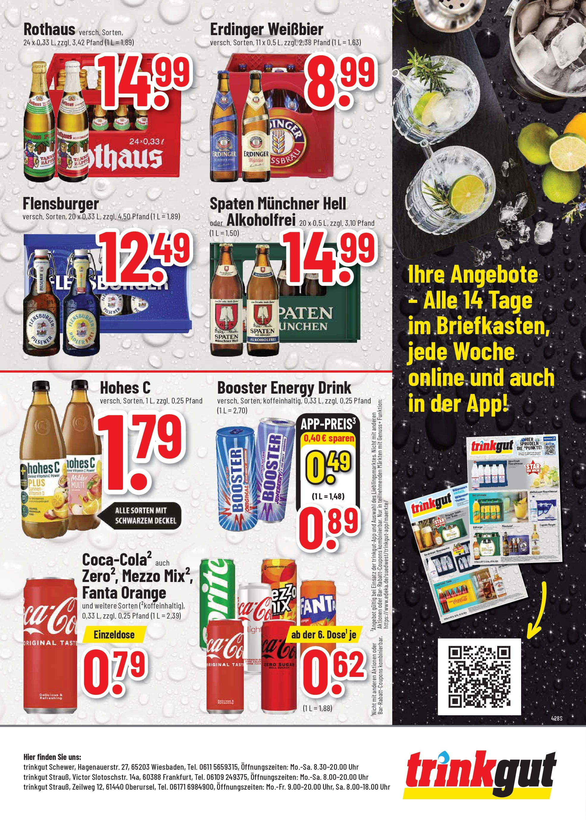 Trinkgut prospekt Frankfurt A.M. (ab 17.08.2025) » Angebote ab Montag | Seite: 9 | Produkte: Erdinger, Energy, Weißbier, Hohes c Trinkgut prospekt Frankfurt A.M. (ab 17.08.2025) » Angebote online | Seite: 9 | Produkte: Erdinger, Energy, Weißbier, Hohes c