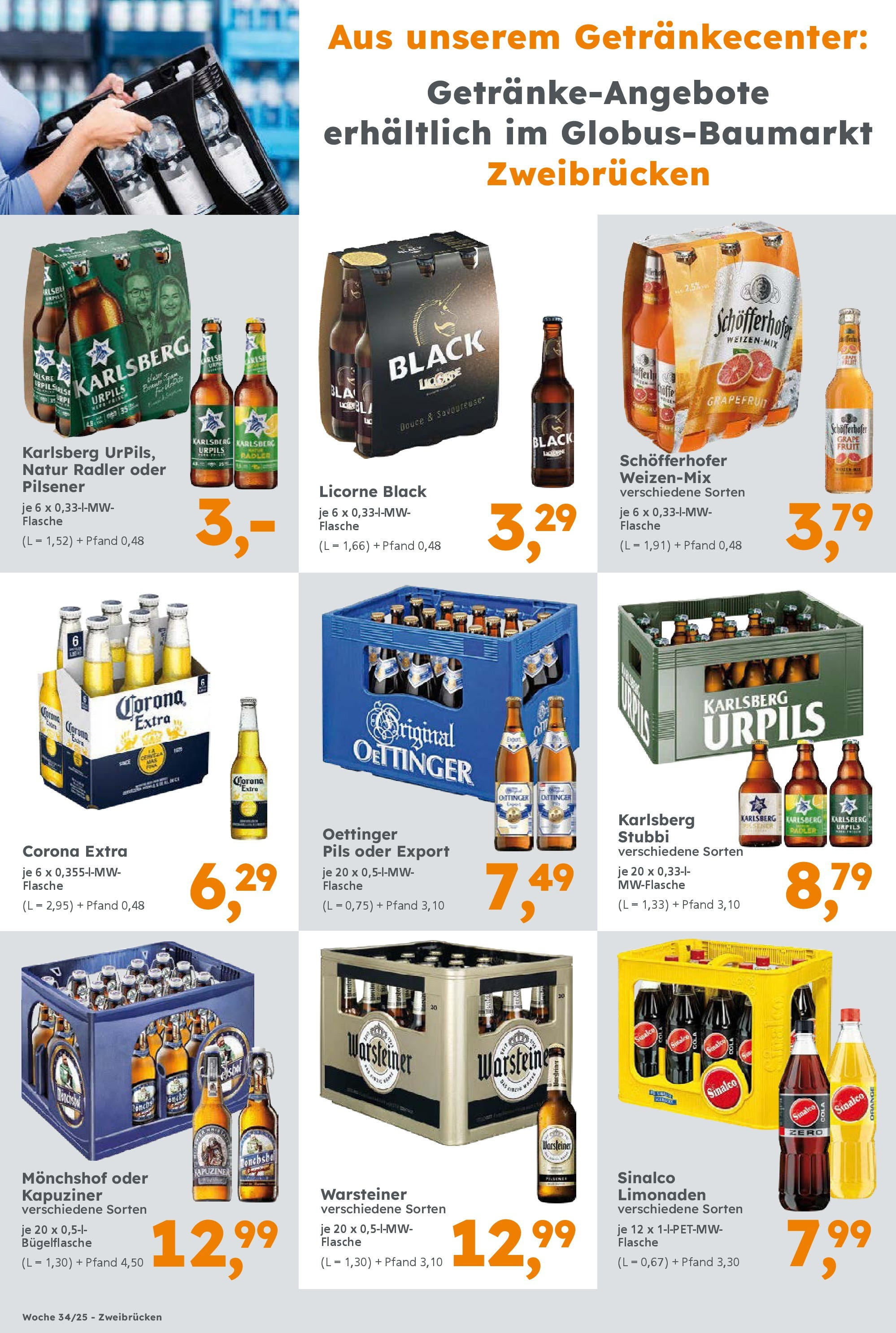 Globus Baumarkt prospekt Zweibrücken	 (ab 17.08.2025) zum Blättern | Seite: 16 | Produkte: Monchshof, Cola, Grapefruit, Warsteiner