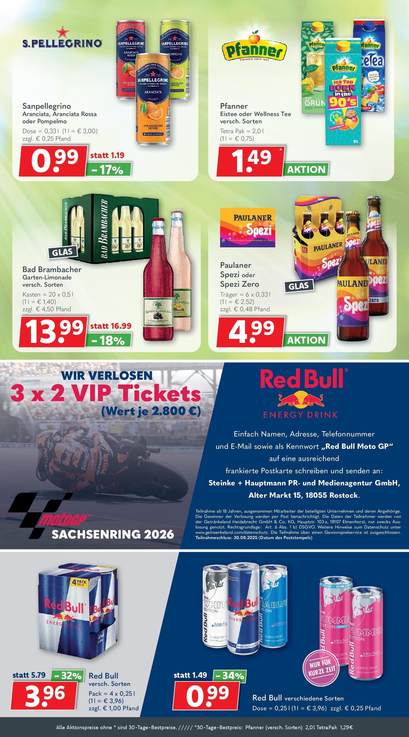 Getränkeland - Getränkeland: Getränkeangebote (ab 17.08.2025) zum Blättern | Seite: 7 | Produkte: Red bull, Paulaner spezi, Bad, Limonade