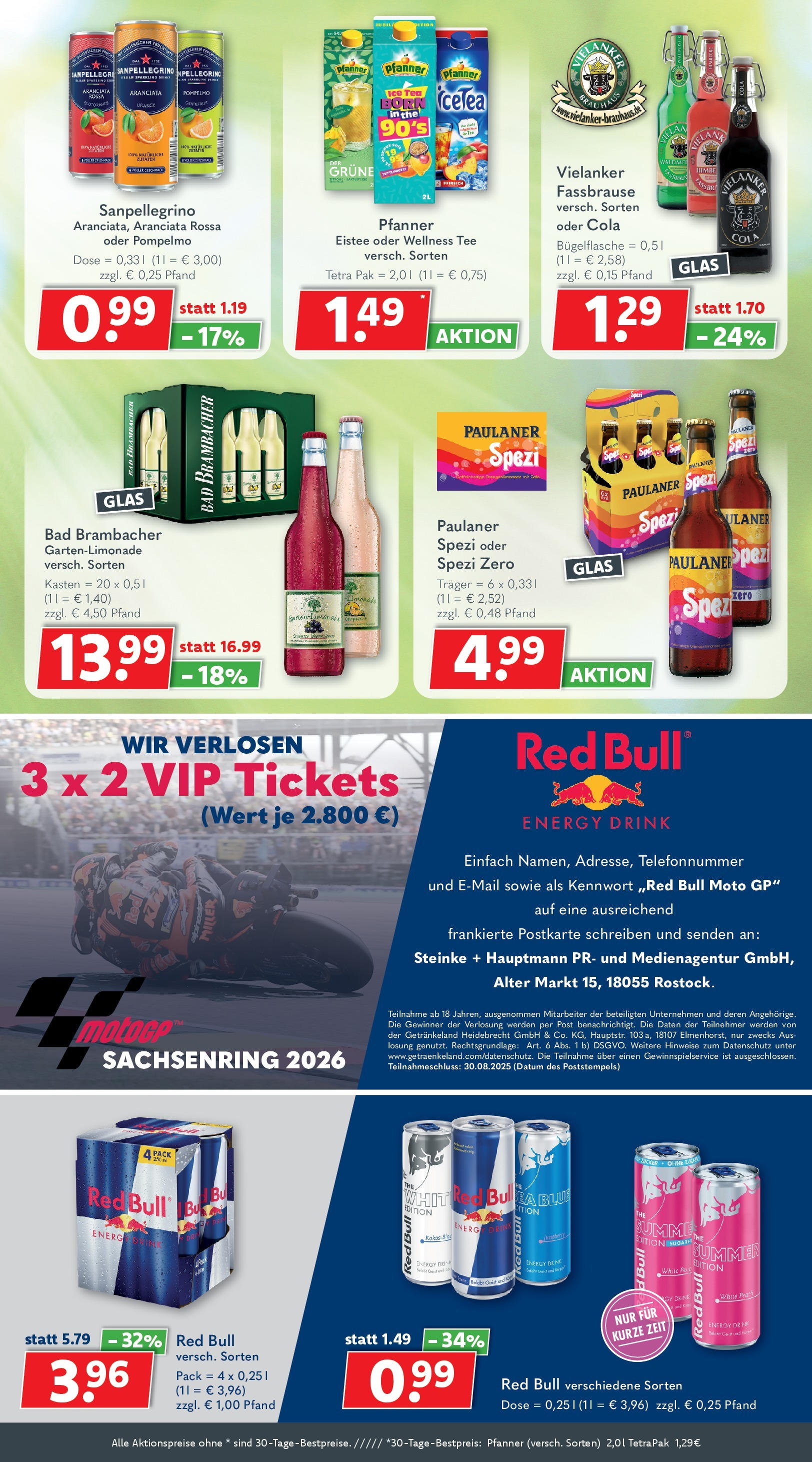 Getränkeland - Getränkeland: Getränkeangebote (ab 17.08.2025) zum Blättern | Seite: 7 | Produkte: Red bull, Paulaner spezi, Bad, Tee