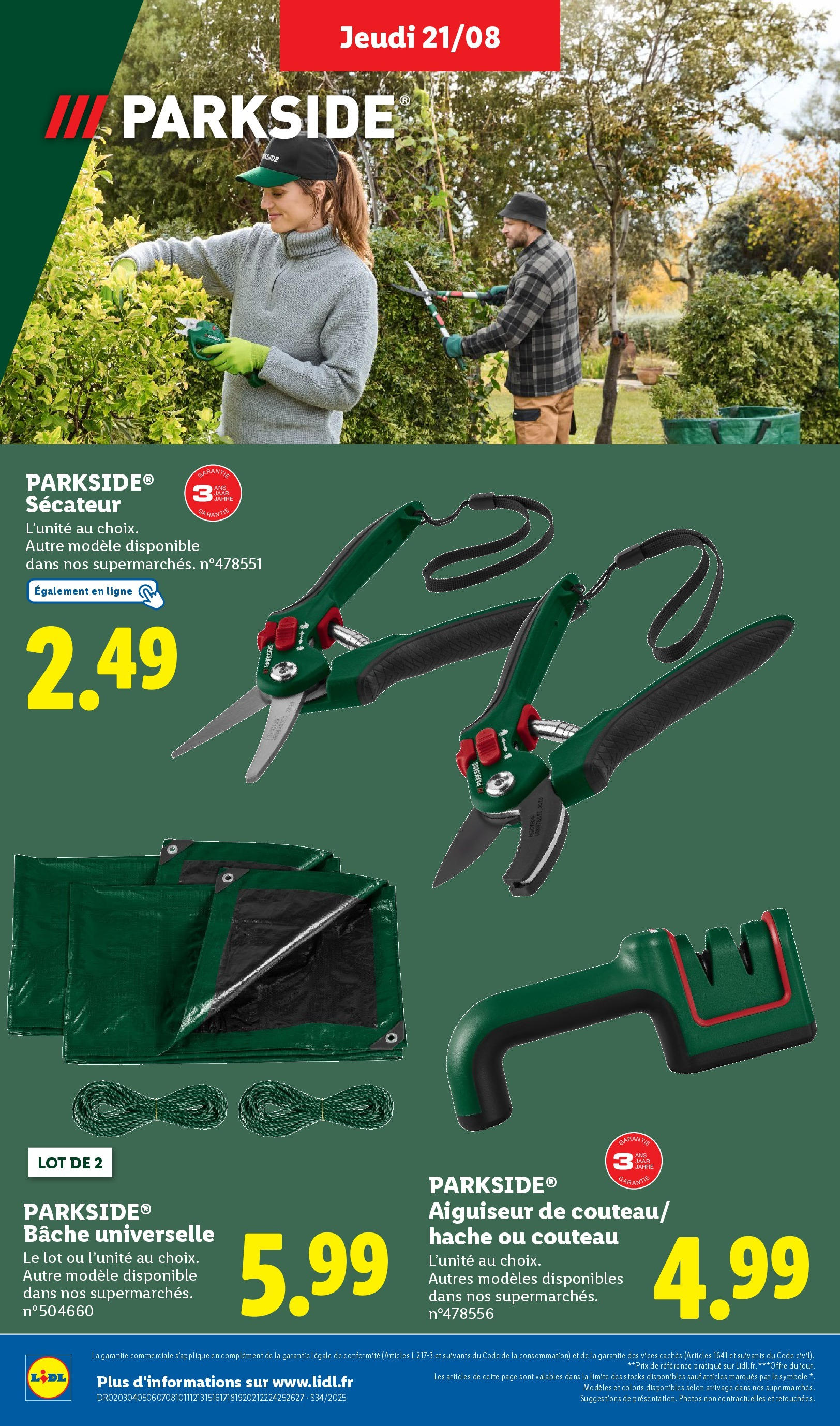 Catalogue LIDL du 17/08/2025 | Promo prospectus en ligne | Page: 22 | Produits: Couteau, Sécateur