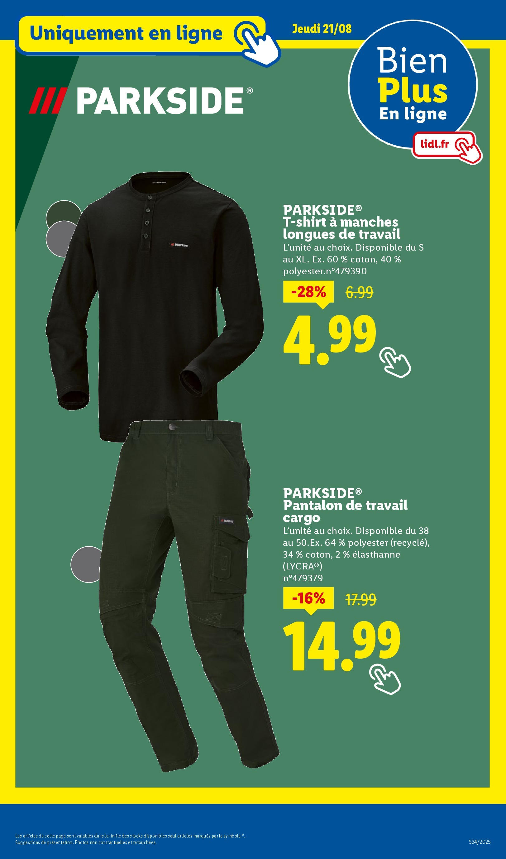 Catalogue LIDL du 17/08/2025 | Promo prospectus en ligne | Page: 31 | Produits: T-shirt, Pantalon, Pantalon de travail