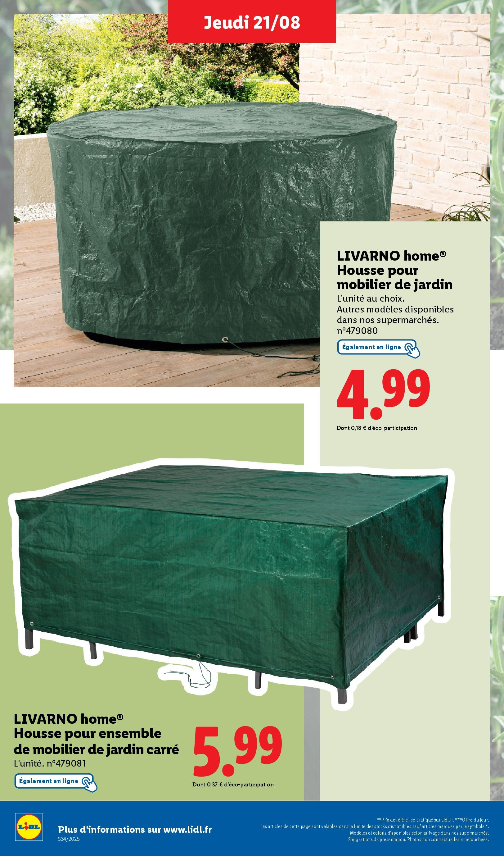 Catalogue LIDL du 17/08/2025 | Promo prospectus en ligne | Page: 34 | Produits: Housse pour mobilier de jardin, Mobilier de jardin