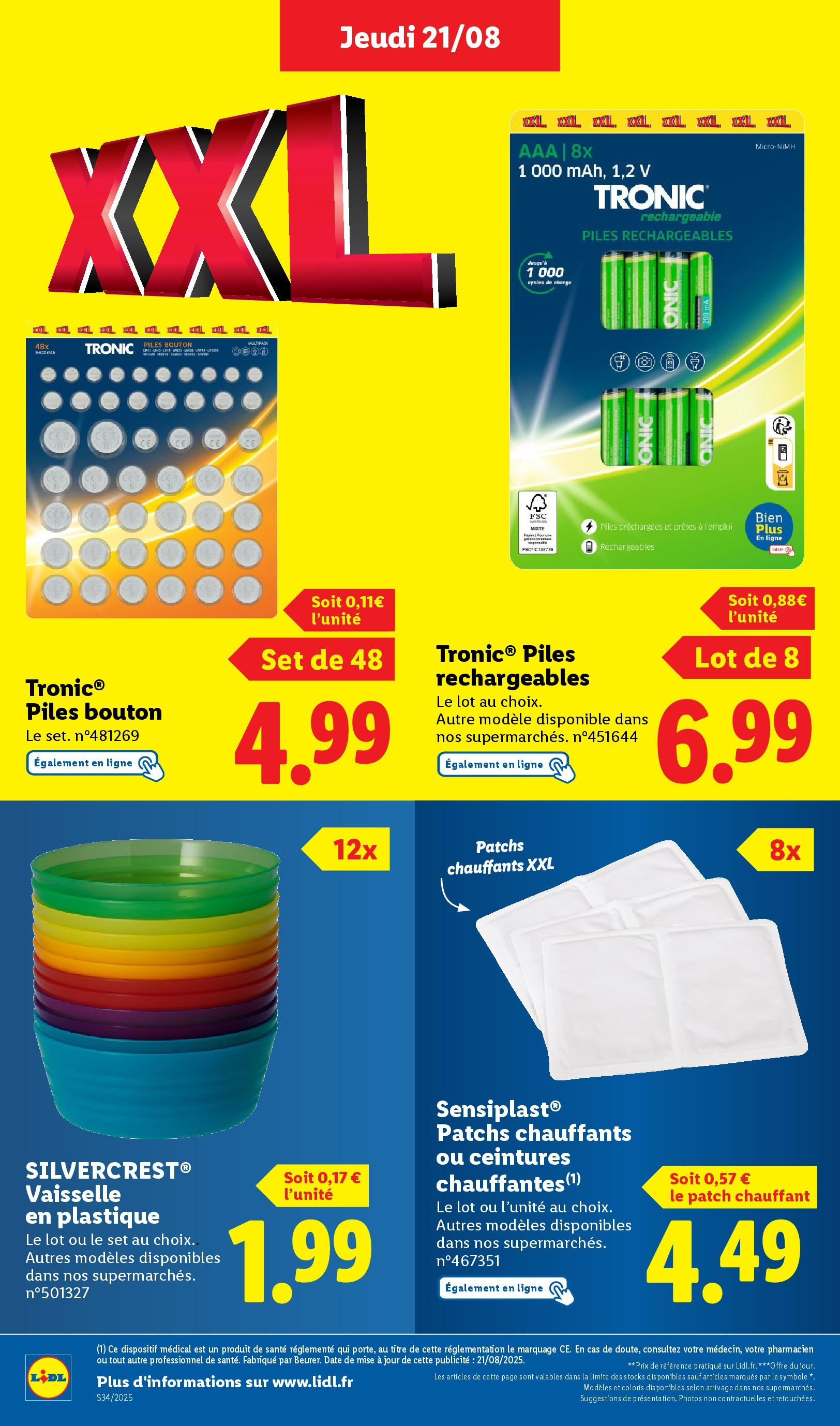 Catalogue LIDL du 17/08/2025 | Promo prospectus en ligne | Page: 36 | Produits: Patchs chauffants, Piles