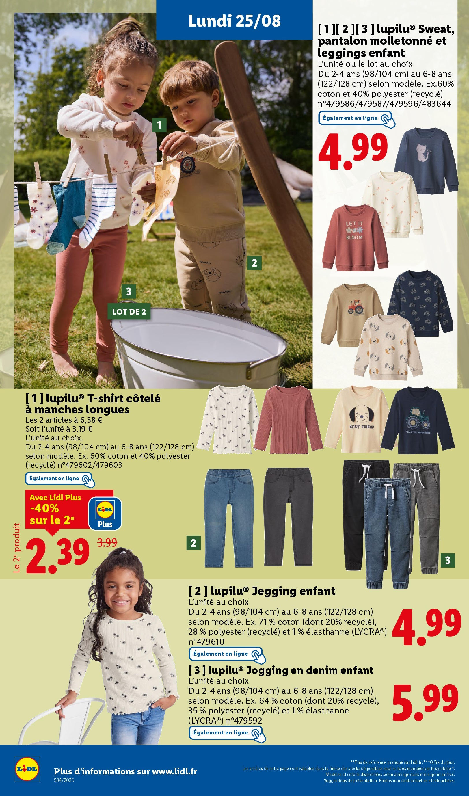 Catalogue LIDL du 20/08/2025 | Promo prospectus en ligne | Page: 62 | Produits: Coton, T-shirt, Pantalon, Leggings Catalogue LIDL du 20/08/2025 | Promo prospectus en ligne | Page: 62 | Produits: Coton, T-shirt, Pantalon, Leggings
