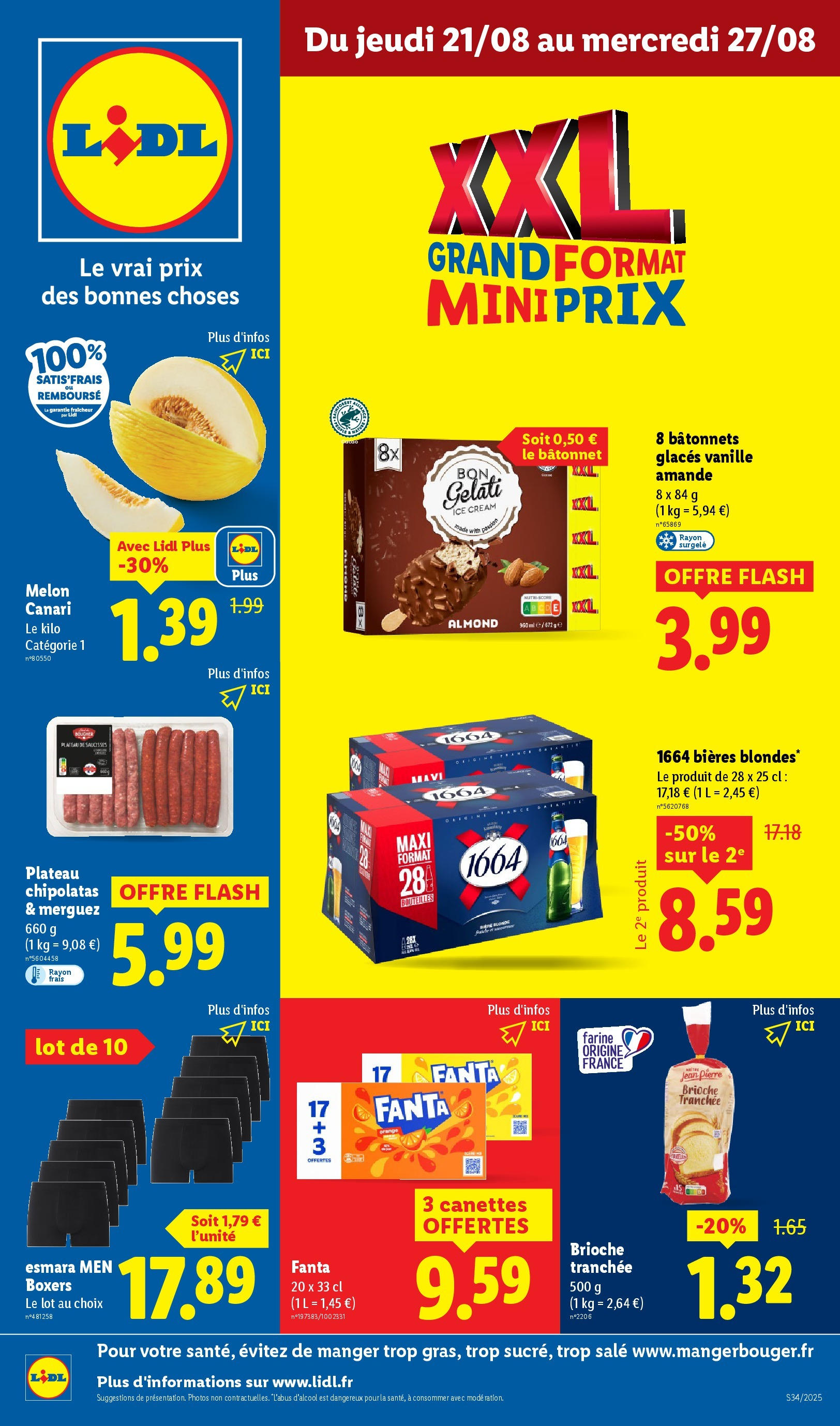 Catalogue LIDL du 20/08/2025 | Promo prospectus en ligne | Page: 1 | Produits: Glaces, Melon, Plateau, Merguez Catalogue LIDL du 20/08/2025 | Promo prospectus en ligne | Page: 1 | Produits: Glaces, Melon, Plateau, Merguez