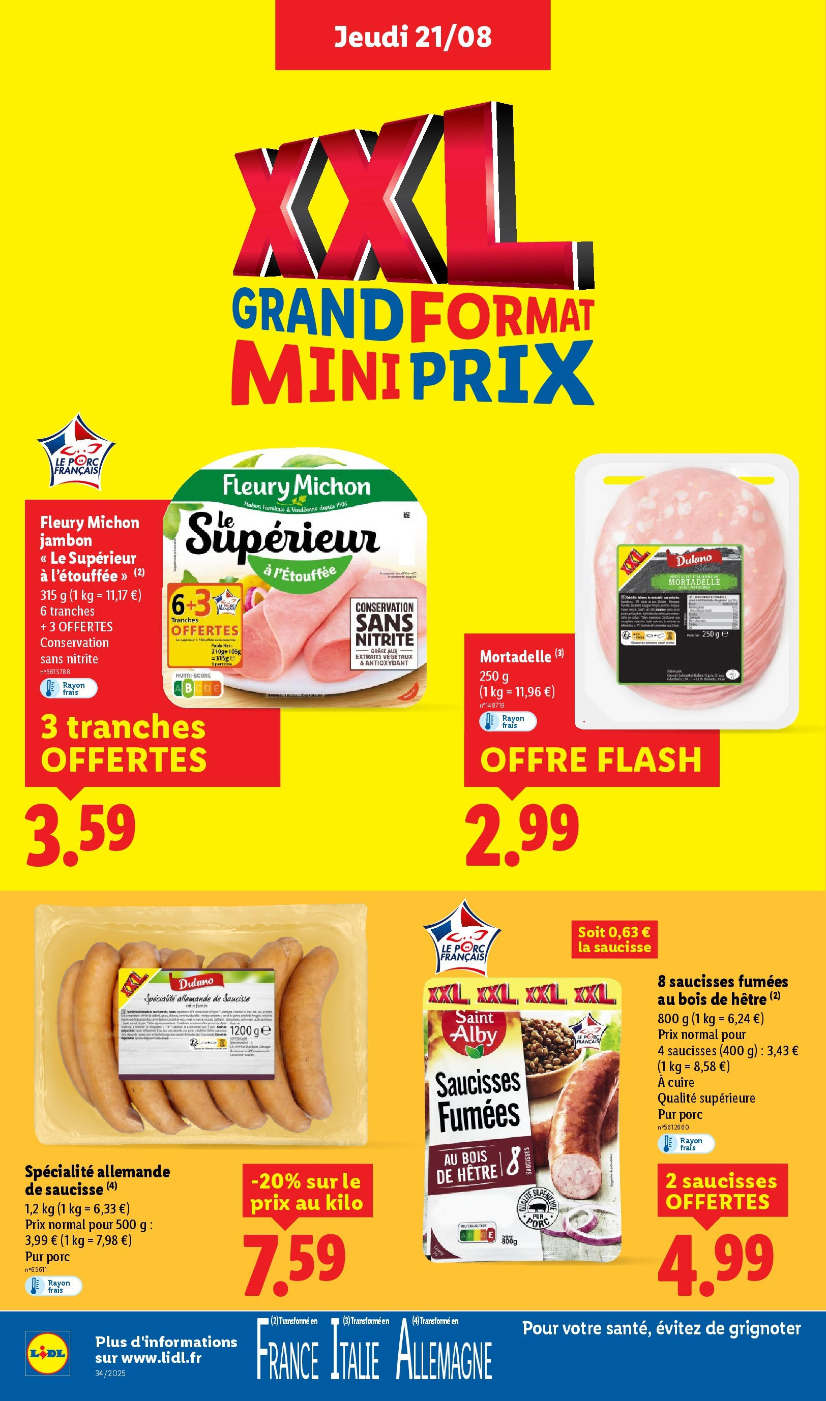 Catalogue LIDL du 20/08/2025 | Promo prospectus en ligne | Page: 14 | Produits: Jambon, Saucisse, Porc Catalogue LIDL du 20/08/2025 | Promo prospectus en ligne | Page: 14 | Produits: Jambon, Saucisse, Porc