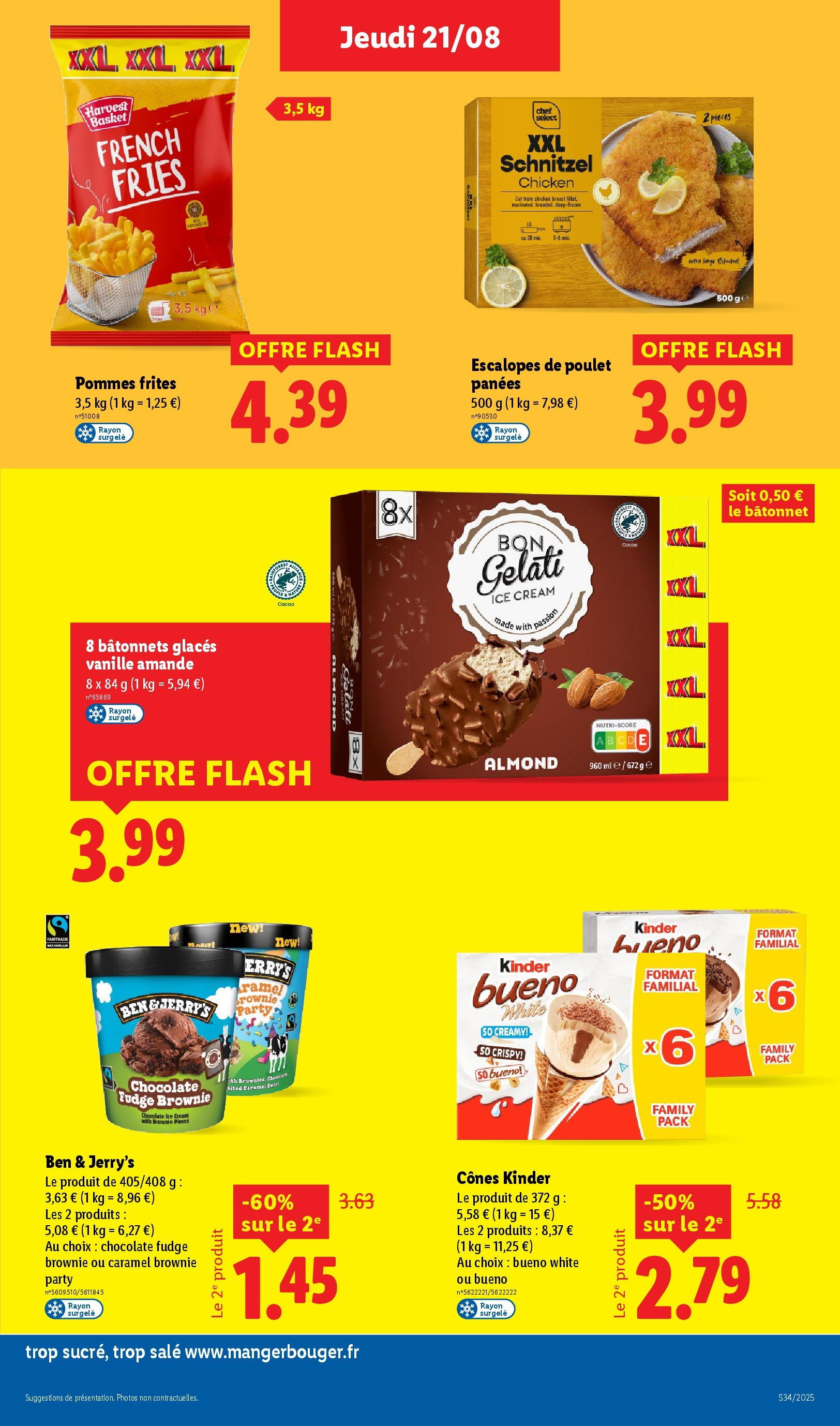 Catalogue LIDL du 20/08/2025 | Promo prospectus en ligne | Page: 19 | Produits: Glaces, Amande, Frites, Cônes Catalogue LIDL du 20/08/2025 | Promo prospectus en ligne | Page: 19 | Produits: Glaces, Amande, Frites, Cônes
