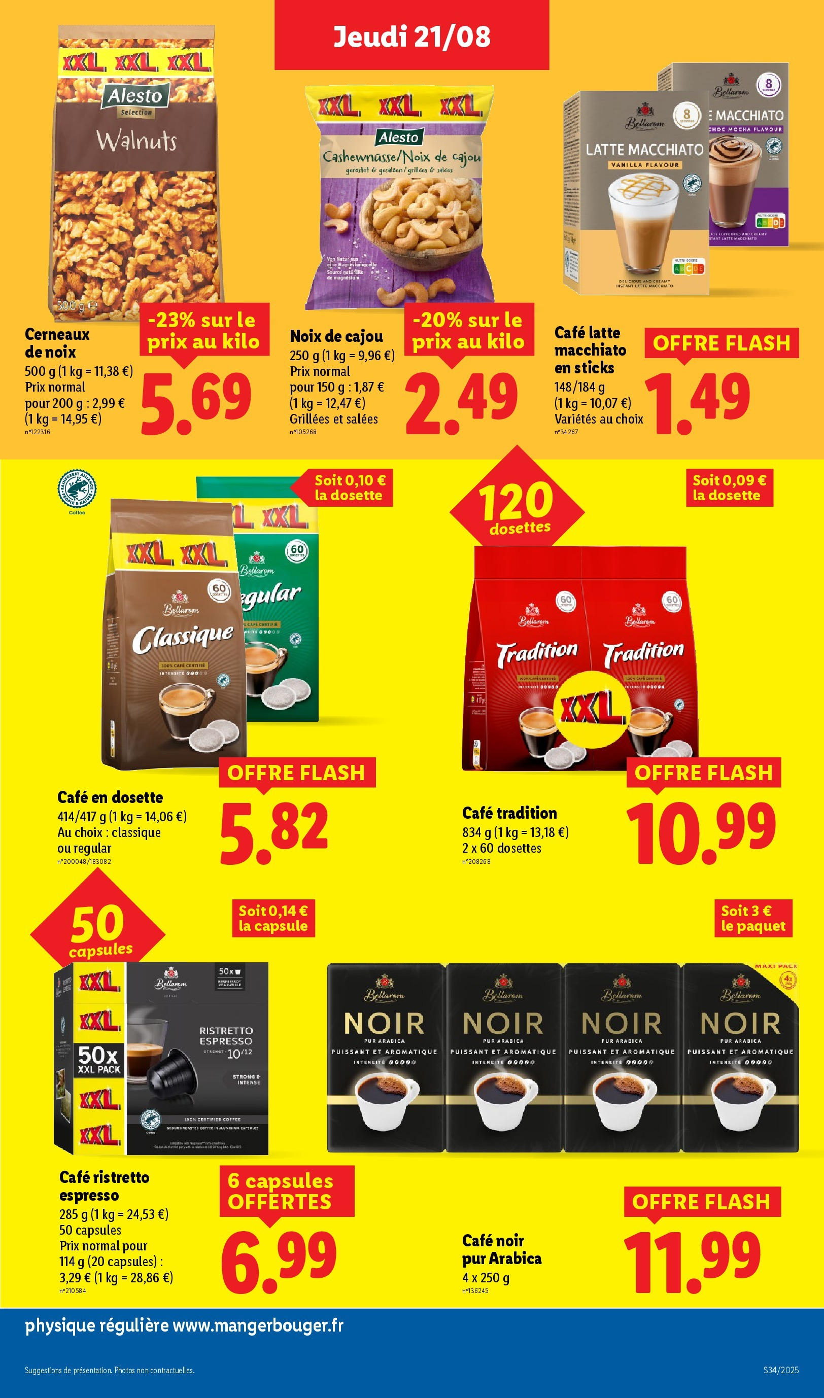 Catalogue LIDL du 20/08/2025 | Promo prospectus en ligne | Page: 23 | Produits: Noix de cajou, Dosettes Café, Café, Noix Catalogue LIDL du 20/08/2025 | Promo prospectus en ligne | Page: 23 | Produits: Noix de cajou, Dosettes Café, Café, Noix
