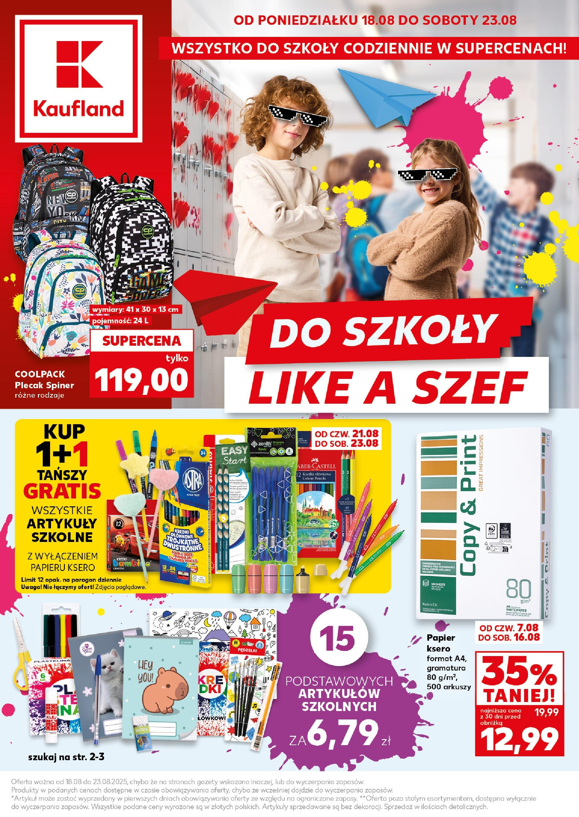 Kaufland - Kaufland BTS ważne do 23.08 (17.08.2025) - od jutra | Strona: 1 | Produkty: Plecak, Artykuły szkolne Kaufland - Kaufland BTS ważne do 23.08 od 17.08.2025 - od jutra PDF | Strona: 1 | Produkty: Plecak, Artykuły szkolne