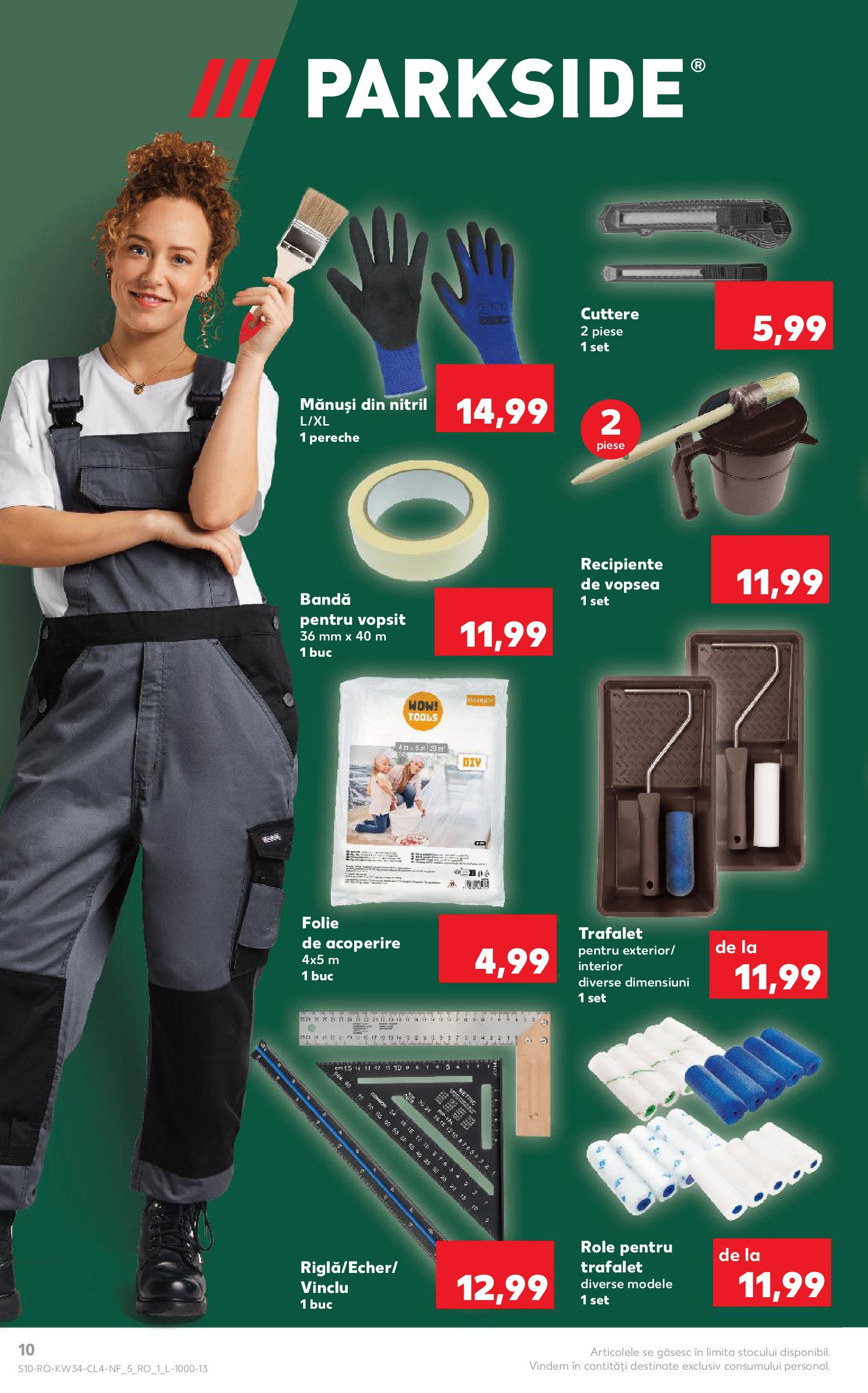 Catalog Kaufland - Tulcea 19.08.2025 - Revista si Oferta | Pagină: 10 | Produse: Mănuși, Vopsea, Role, Recipiente