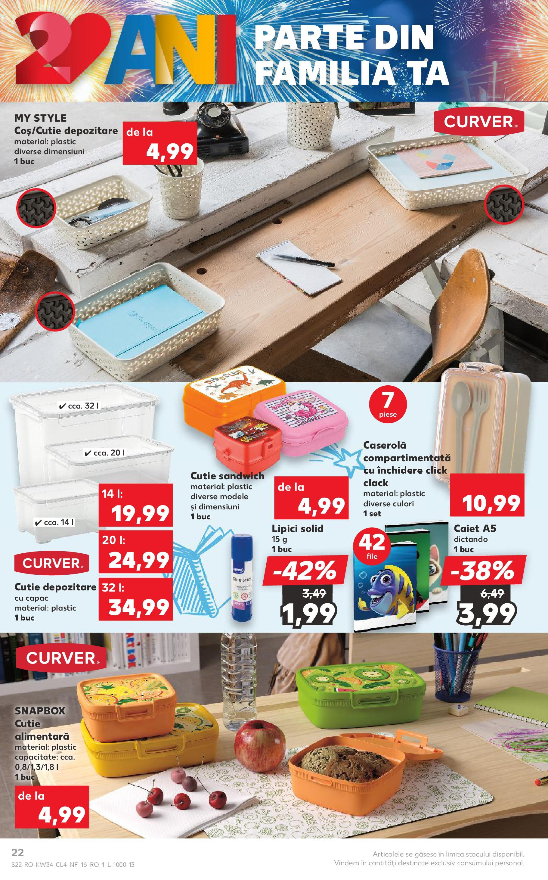 Catalog Kaufland - Tulcea 19.08.2025 - Revista si Oferta | Pagină: 22 | Produse: Delgeç, Notebook, Cutie