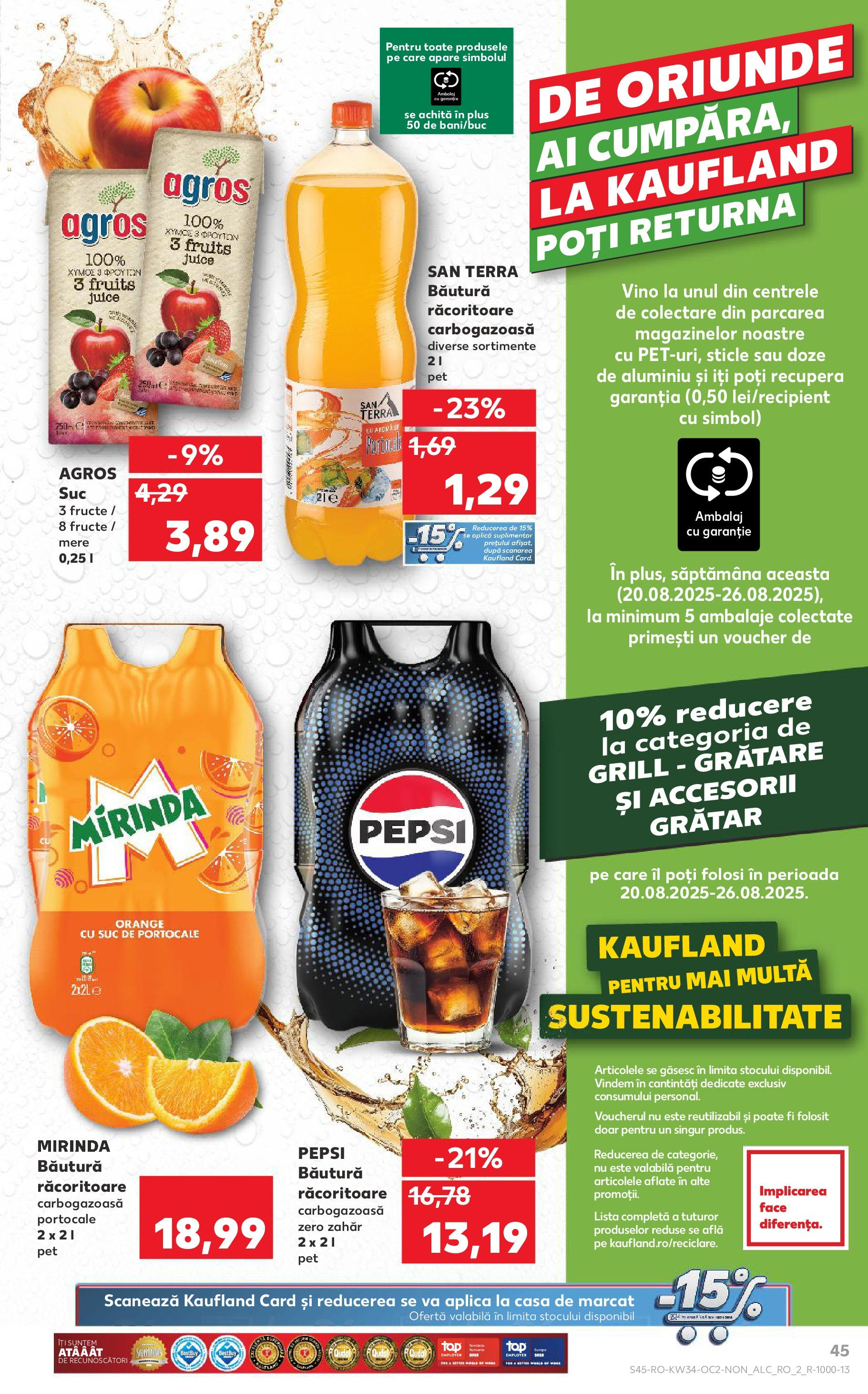Catalog Kaufland - Deva 20.08.2025 - Revista si Oferta | Pagină: 45 | Produse: Grătar, Suc, Mere, Portocale