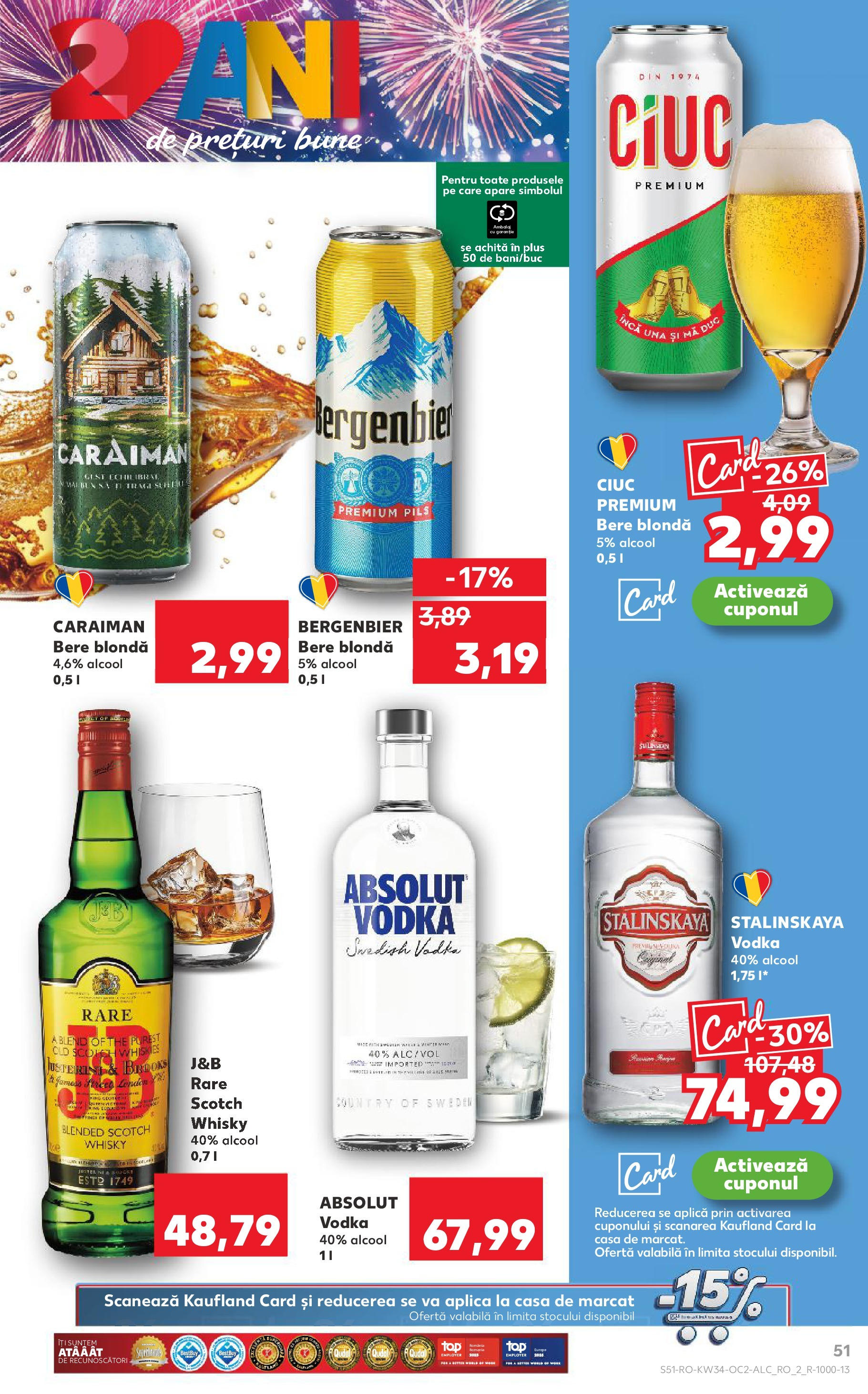 Catalog Kaufland - Deva 20.08.2025 - Revista si Oferta | Pagină: 51 | Produse: Bere, Plastik Kulübe, Vodka