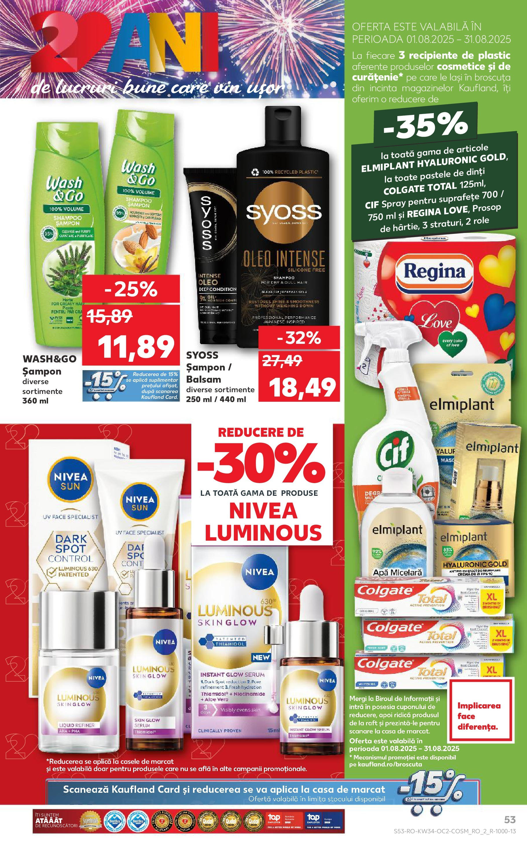 Catalog Kaufland - Deva 20.08.2025 - Revista si Oferta | Pagină: 53 | Produse: Serum, Recipiente, Șampon, Balsam