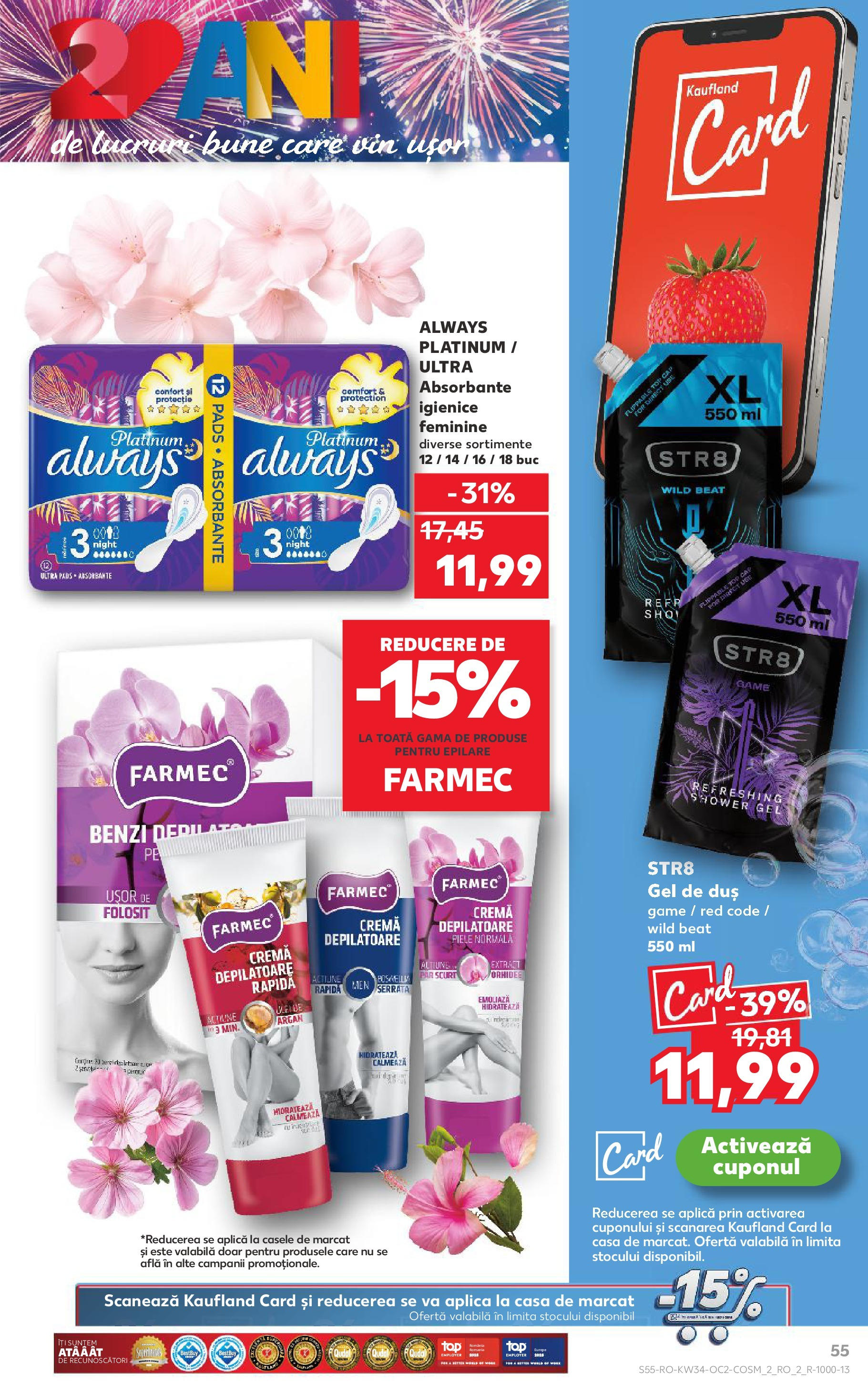 Catalog Kaufland - Deva 20.08.2025 - Revista si Oferta | Pagină: 55 | Produse: Top, Vin, Cremă depilatoare, Absorbante