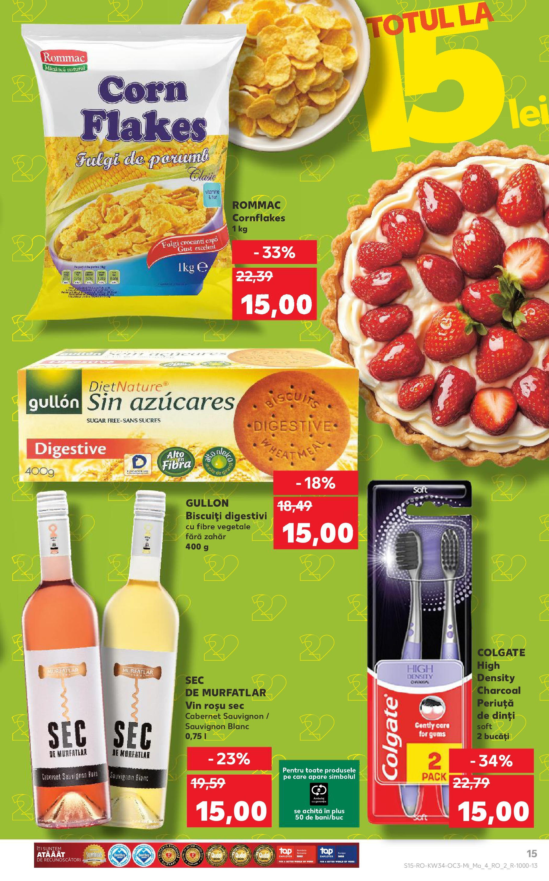 Catalog Kaufland - București 20.08.2025 - Revista si Oferta | Pagină: 15 | Produse: Vin, Biscuiți, Fulgi, Porumb