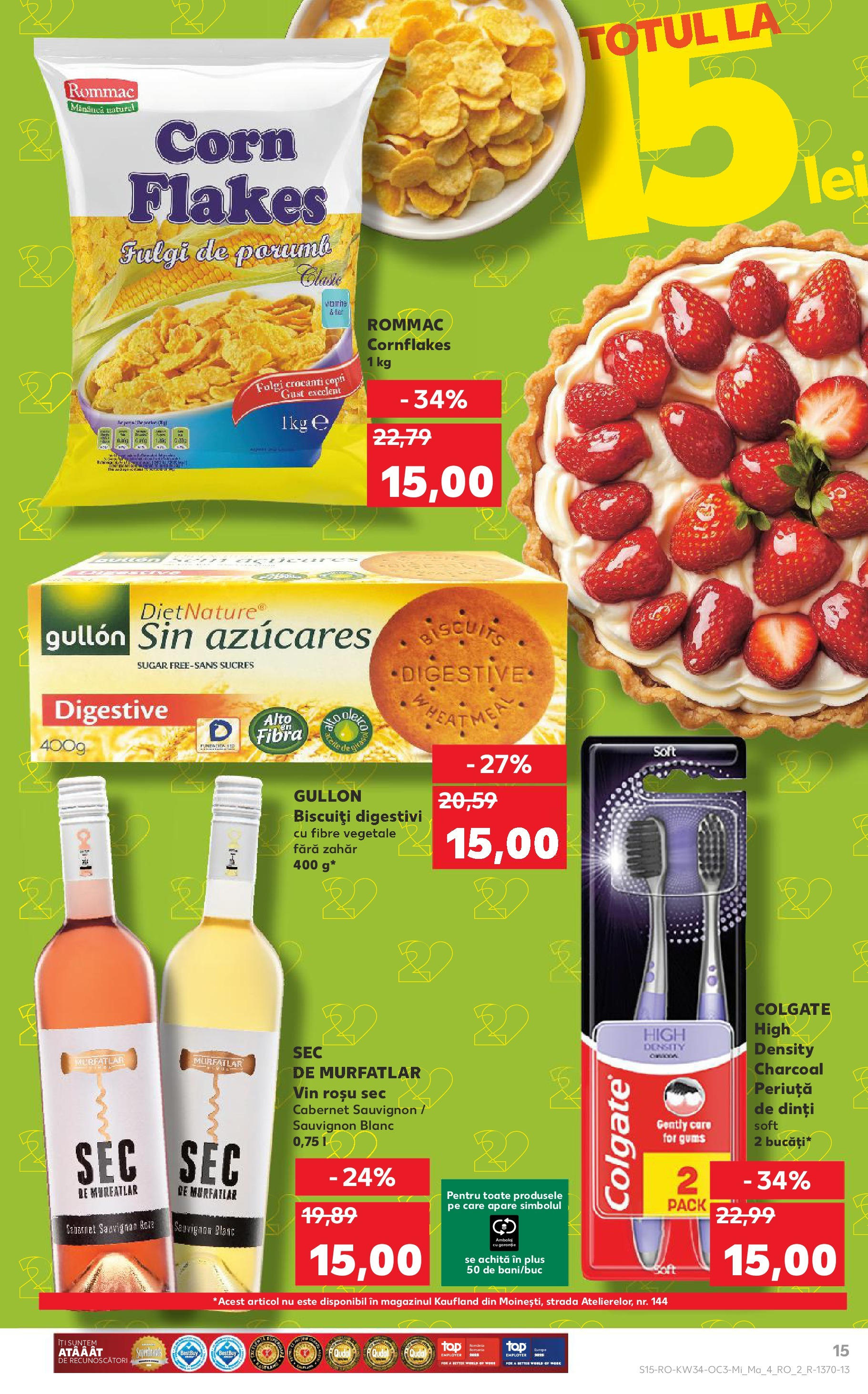 Catalog Kaufland - Codlea 20.08.2025 - Revista si Oferta | Pagină: 15 | Produse: Periuță de dinți, Biscuiți, Fulgi, Zahăr