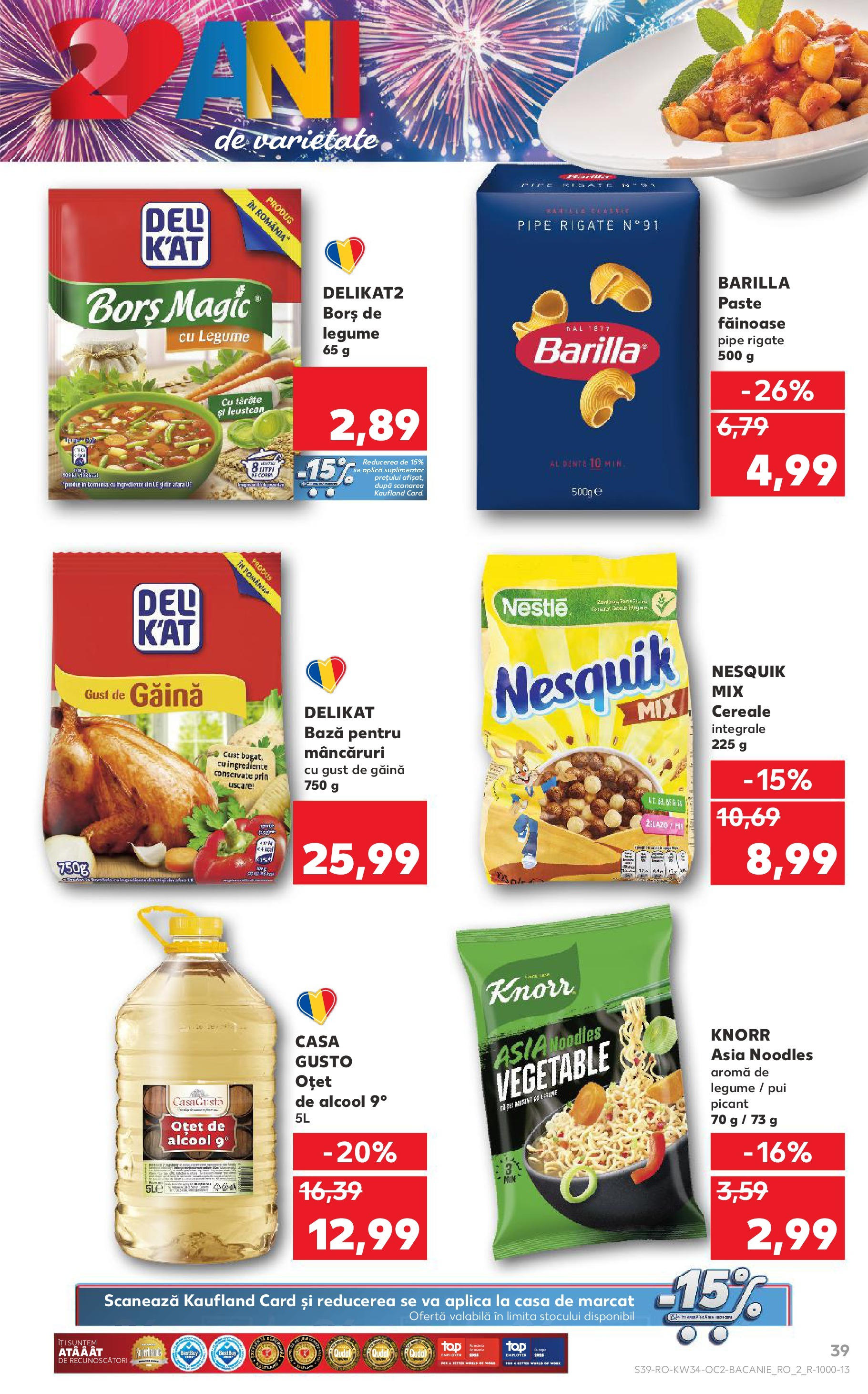 Catalog Kaufland - Deva 20.08.2025 - Revista si Oferta | Pagină: 39 | Produse: Borș, Cereale, Paste, Legume