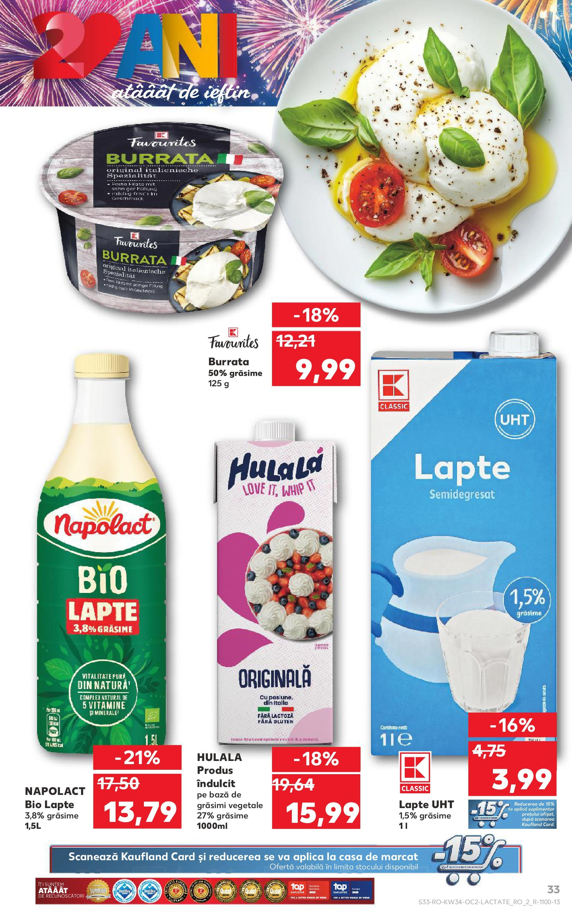 Catalog Kaufland - Arad 20.08.2025 - Revista si Oferta | Pagină: 33 | Produse: Şerit ödül, Çift taraflı üst, Lapte