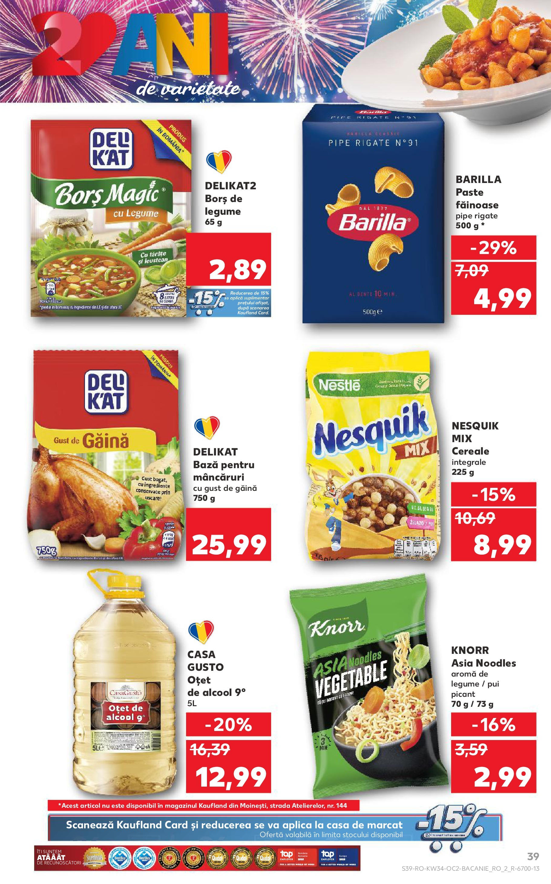 Catalog Kaufland - Viseu de Sus 20.08.2025 - Revista si Oferta | Pagină: 39 | Produse: Noodles, Cereale, Paste, Legume
