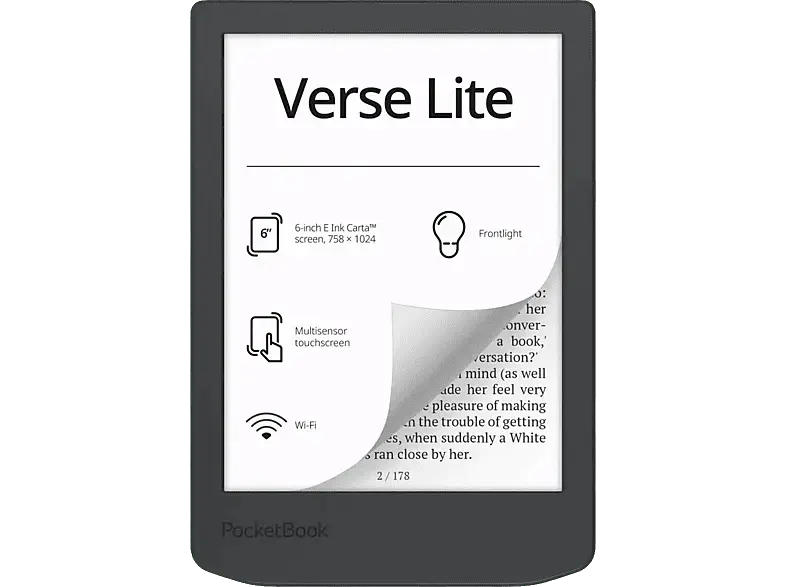 POCKETbook Verse Lite eBook-Reader, 6 Zoll, 8 GB, Midnight Grey