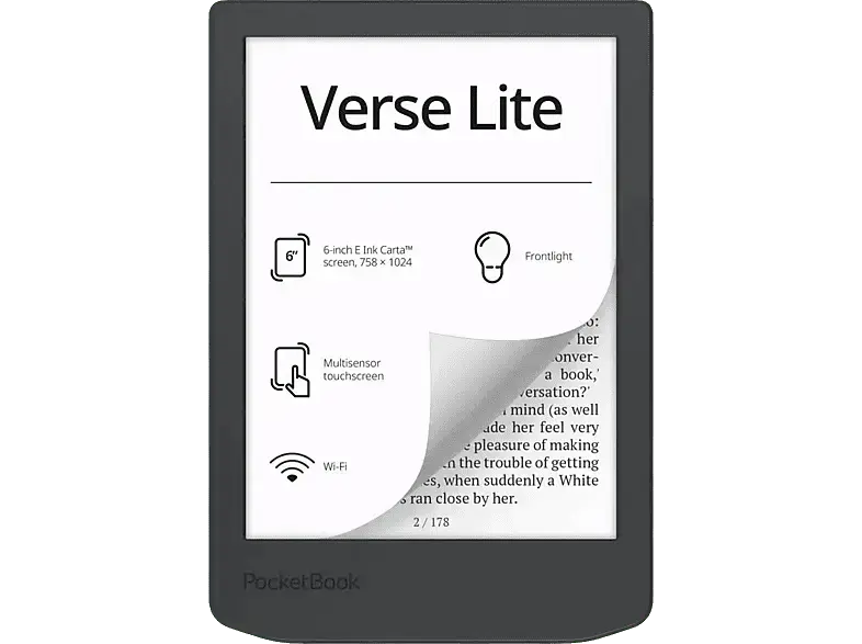POCKETbook Verse Lite eBook-Reader, 6 Zoll, 8 GB, Midnight Grey