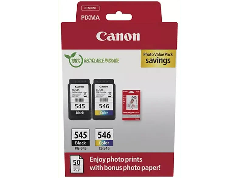 Canon PG-545/CL-546 Tintenpatrone und Fotopapier