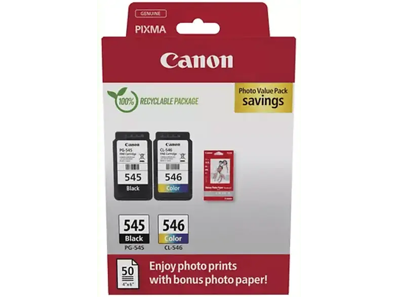 Canon PG-545/CL-546 Tintenpatrone und Fotopapier