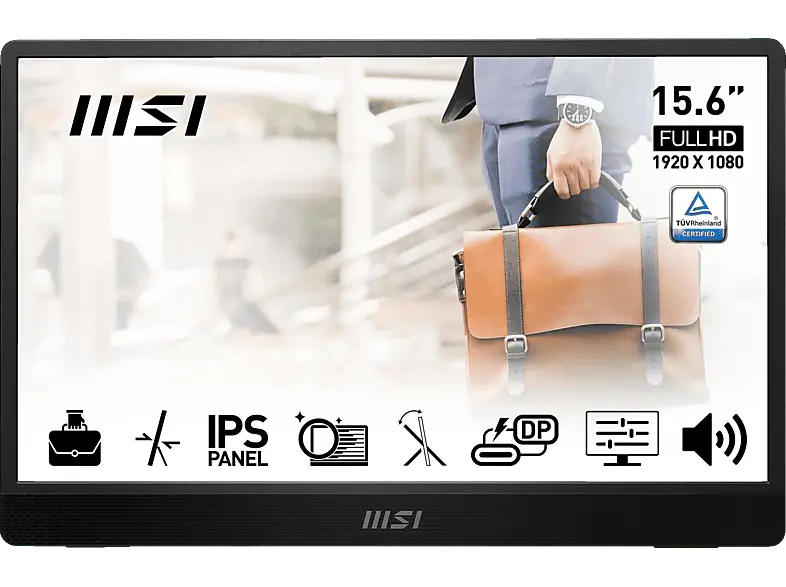 MSI pro MP161DE E2 15,6 Zoll Monitor, Full-HD, 4 ms Reaktionszeit, 250 cd/m², 60 Hz, Iron Gray