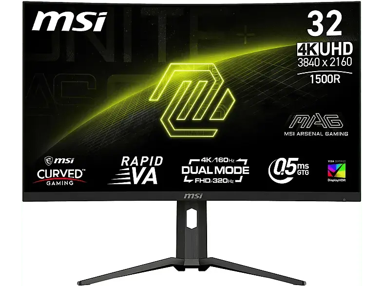 MSI MAG 321CUPDFDE 31,5 Zoll Gaming Monitor, UHD 4K, 0,5 ms Reaktionszeit, 350 cd/m², 160 Hz, Schwarz