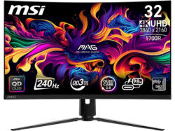 MSI MPG 321CURXDE QD-OLED 32 Zoll Gaming Monitor, UHD 4K, 0,03 ms Reaktionszeit, 1000 cd/m², 240 Hz, Schwarz