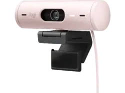 LOGITECH Brio 500 Full-HD-Webcam mit 1080p und Belichtungskorrektur, Auto-Framing Show Mode, USB, Rosa