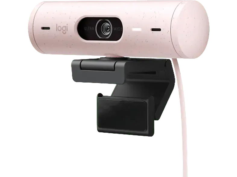 LOGITECH Brio 500 Full-HD-Webcam mit 1080p und Belichtungskorrektur, Auto-Framing Show Mode, USB, Rosa