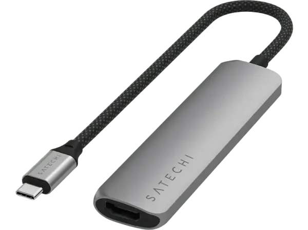 SATECHI ST-P4SM 4-in-1 USB-C Slim Multiport Adapter 4K, Space Grau; USB-C Multiport Adapter