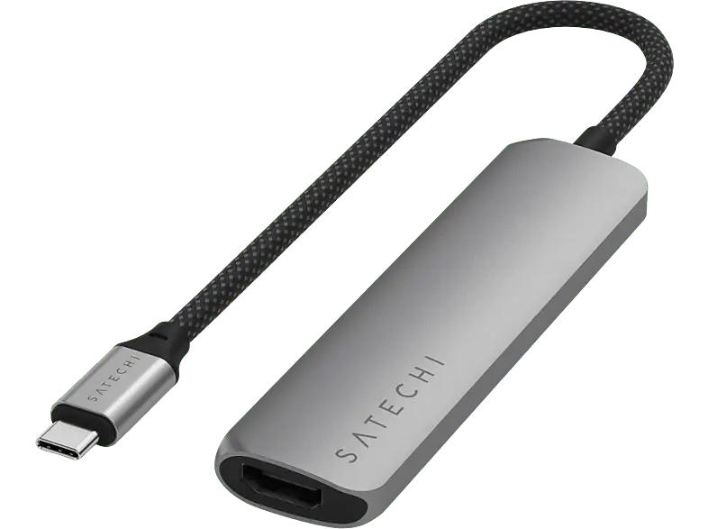 SATECHI ST-P4SM 4-in-1 USB-C Slim Multiport Adapter 4K, Space Grau; USB-C Multiport Adapter