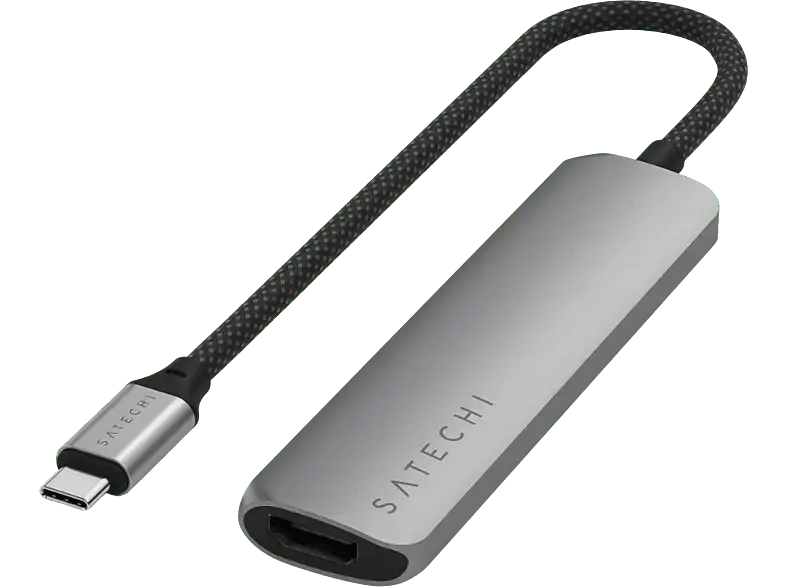 SATECHI ST-P4SM 4-in-1 USB-C Slim Multiport Adapter 4K, Space Grau; USB-C Multiport Adapter