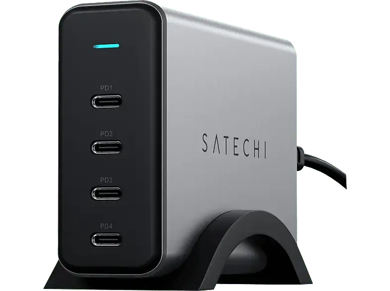 SATECHI 165W USB-C 4-Port PD GaN Charger, Schwarz/Grau; Ladegerät