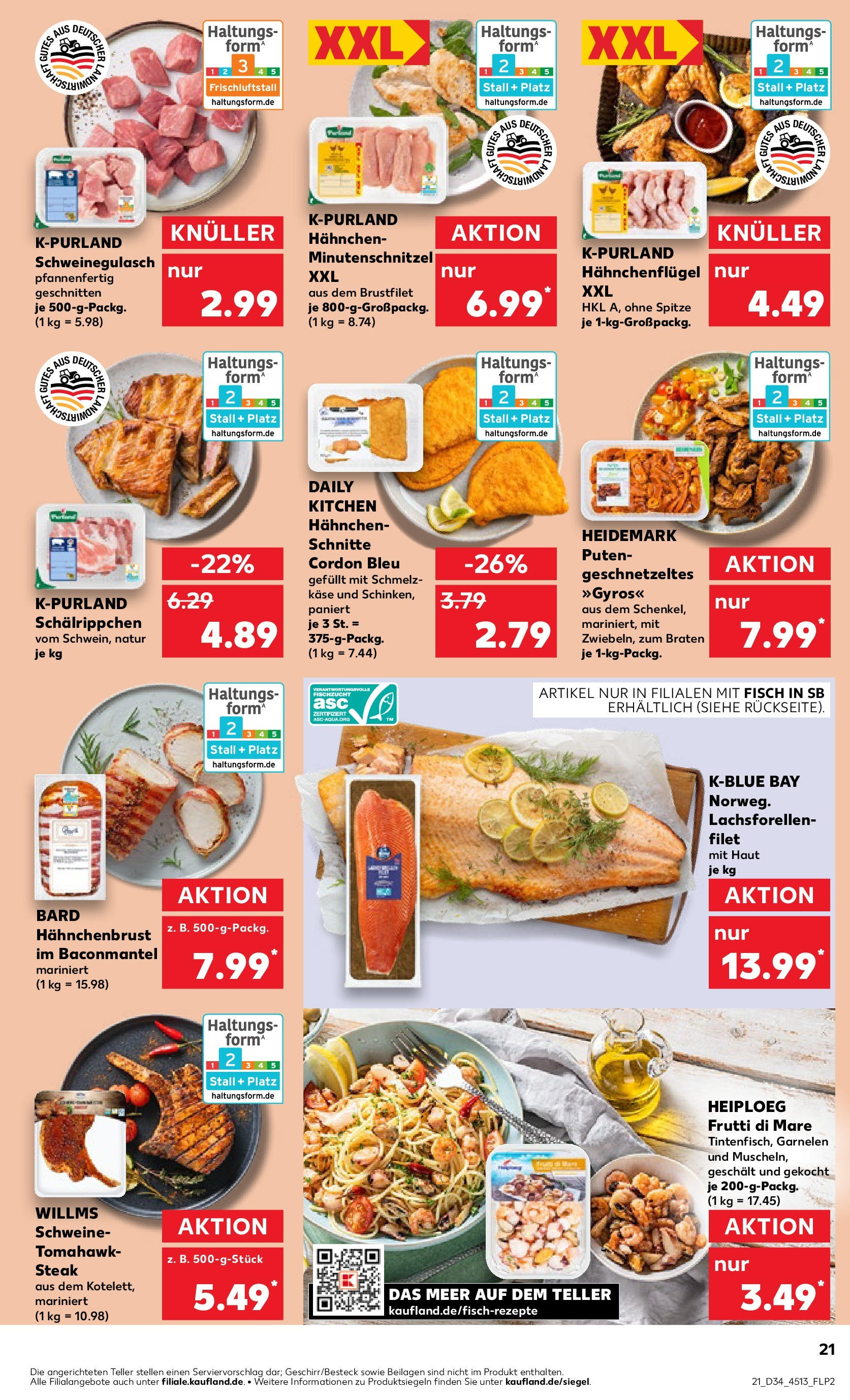 Prospekt Kaufland ab 21.08.2025 » Angebote Online zum Blättern | Seite: 21 | Produkte: Hahnchen, Käse, Gyros, Hahnchenbrust