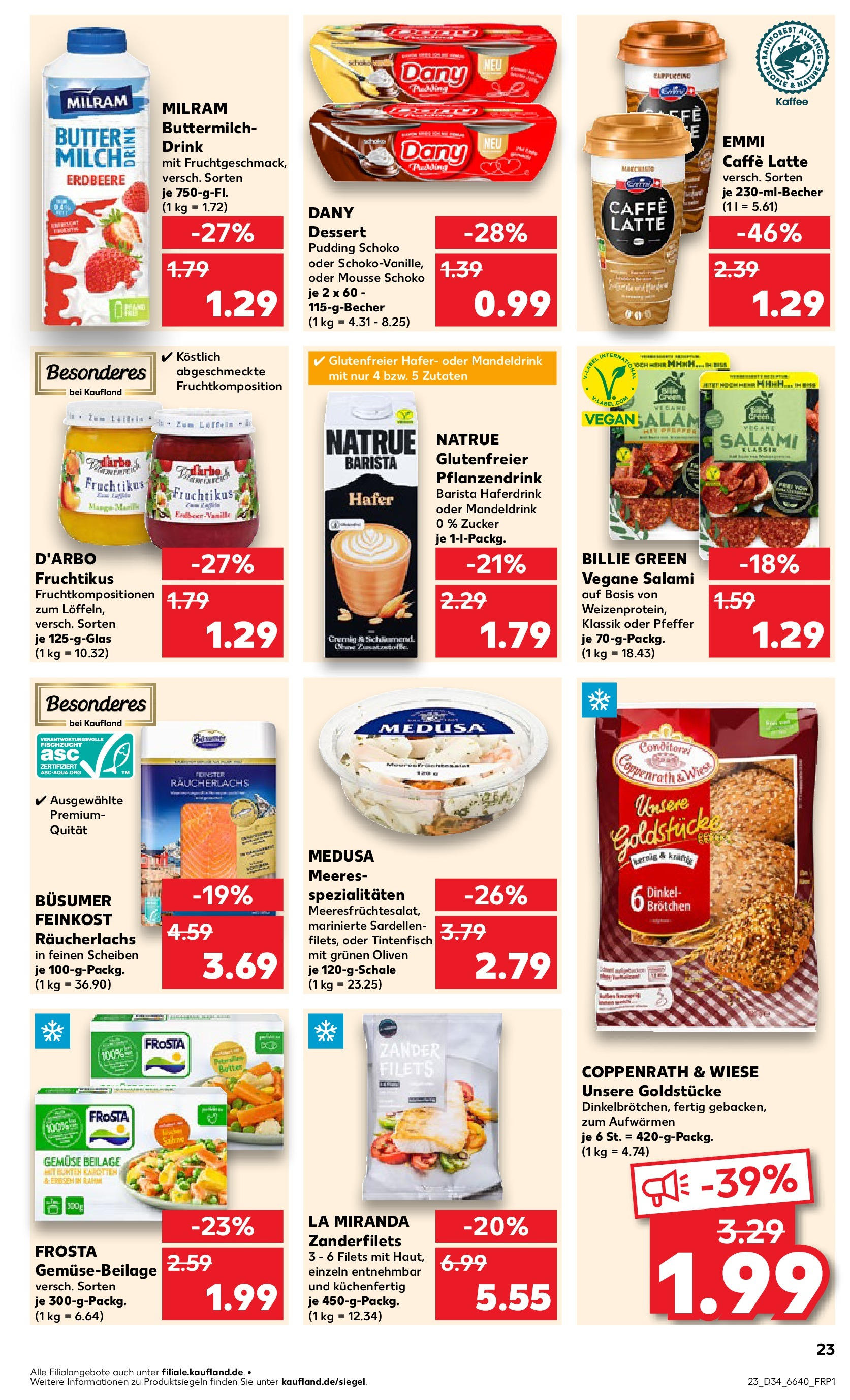 Prospekt Kaufland ab 21.08.2025 » Angebote Online zum Blättern | Seite: 23 | Produkte: Tintenfisch, Pudding, Gemüse, Milram