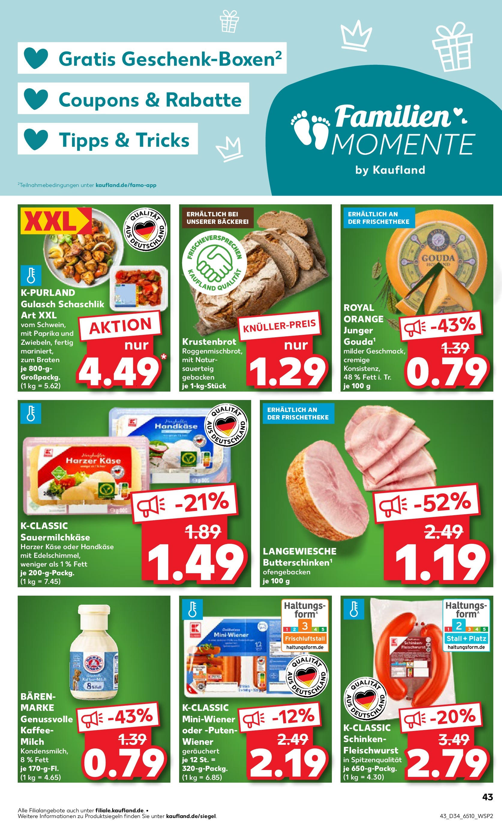 Prospekt Kaufland ab 21.08.2025 » Angebote Online zum Blättern | Seite: 43 | Produkte: Käse, Kaffee, Paprika, Gulasch