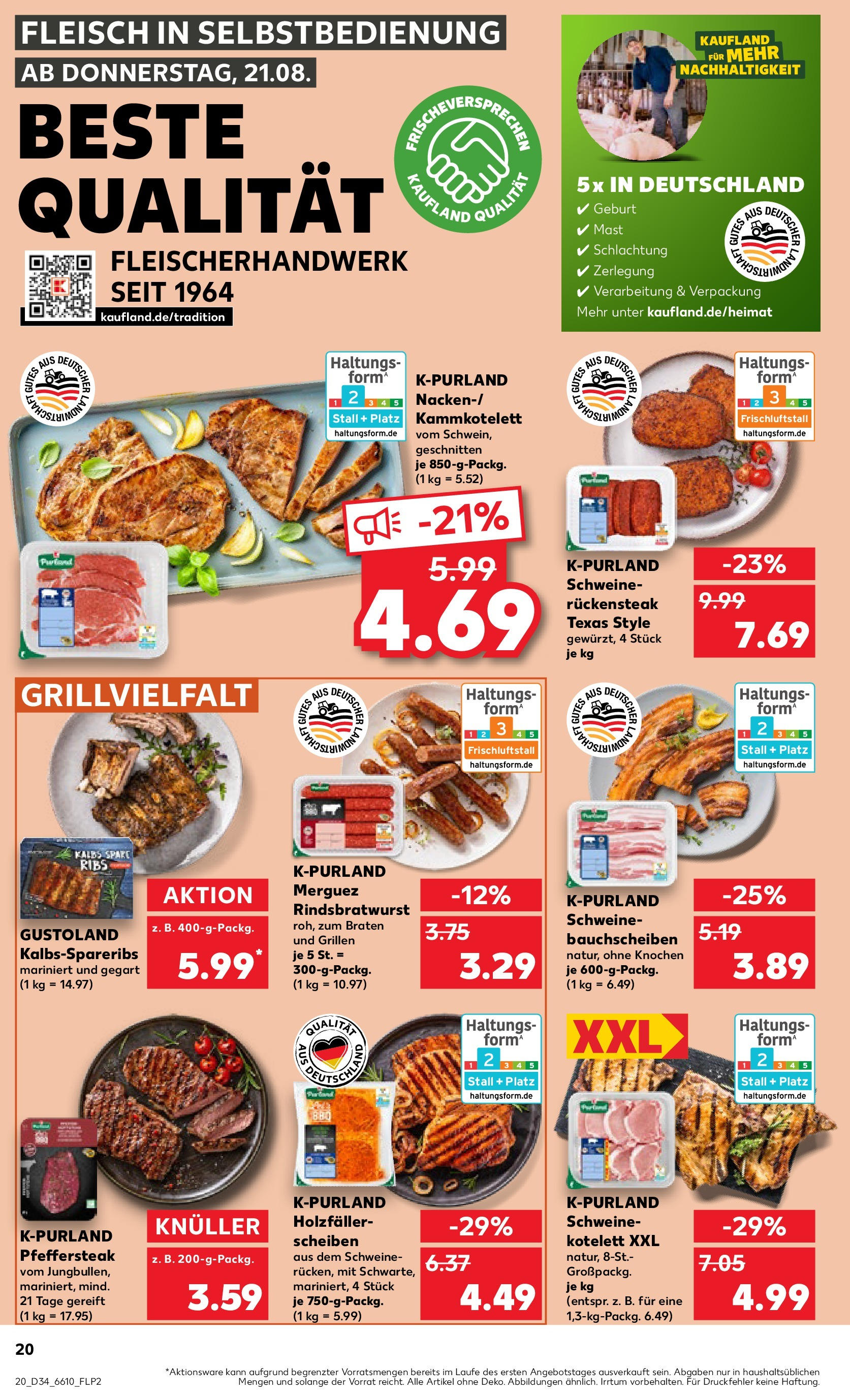 Prospekt Kaufland ab 21.08.2025 » Angebote Online zum Blättern | Seite: 20 | Produkte: Spare ribs, Steak, Fleisch